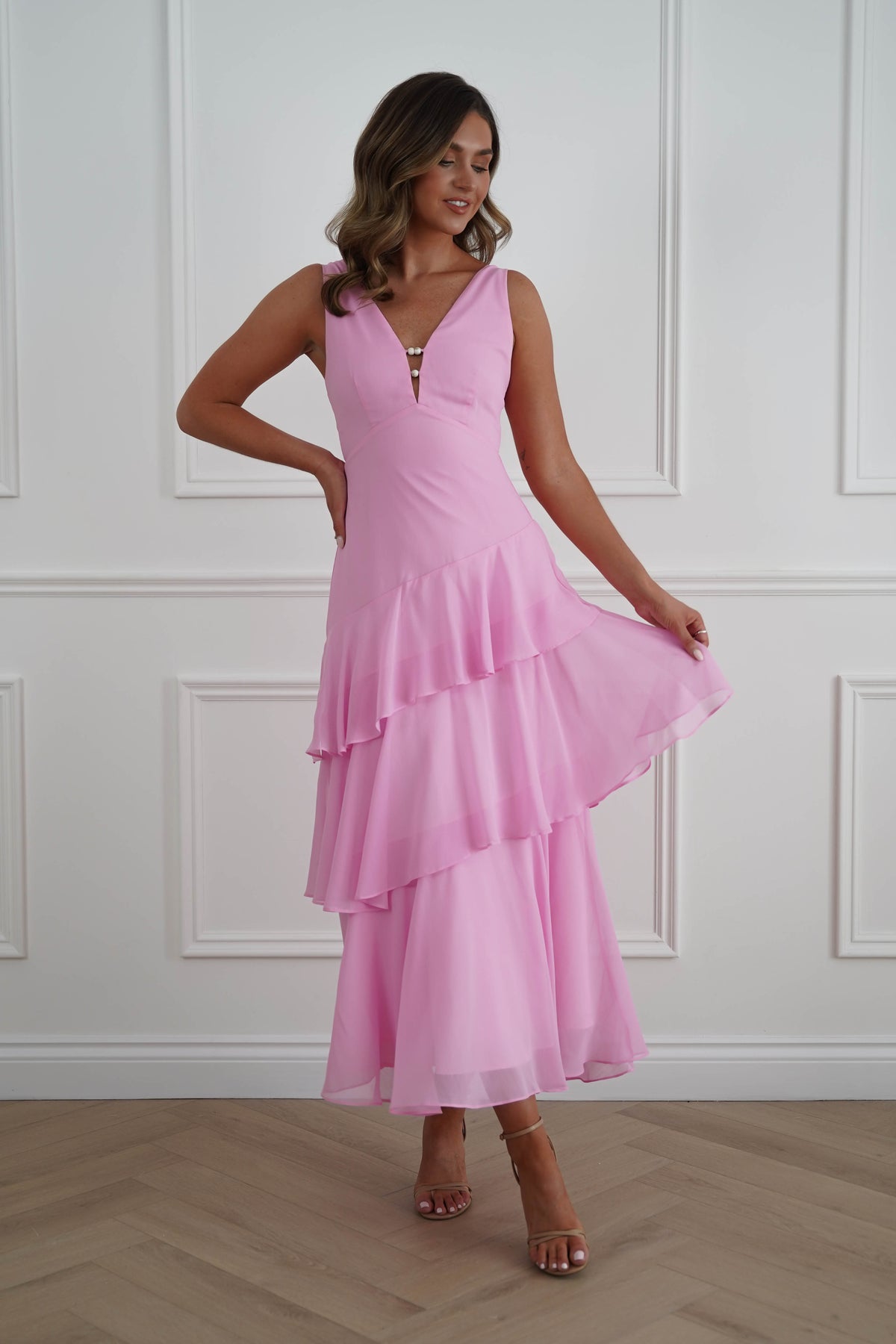 Karey Tiered Maxi Dress | Pink-Oh Hello Clothing