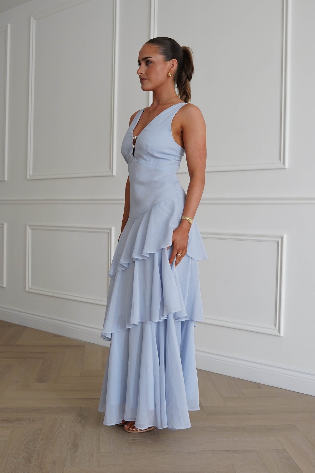Karey Tiered Maxi Dress | Powder Blue-Oh Hello Clothing