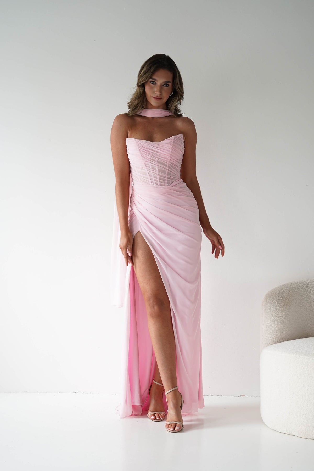 Karianne Draped Ruched Bodice Gown | Pink-Oh Hello Clothing