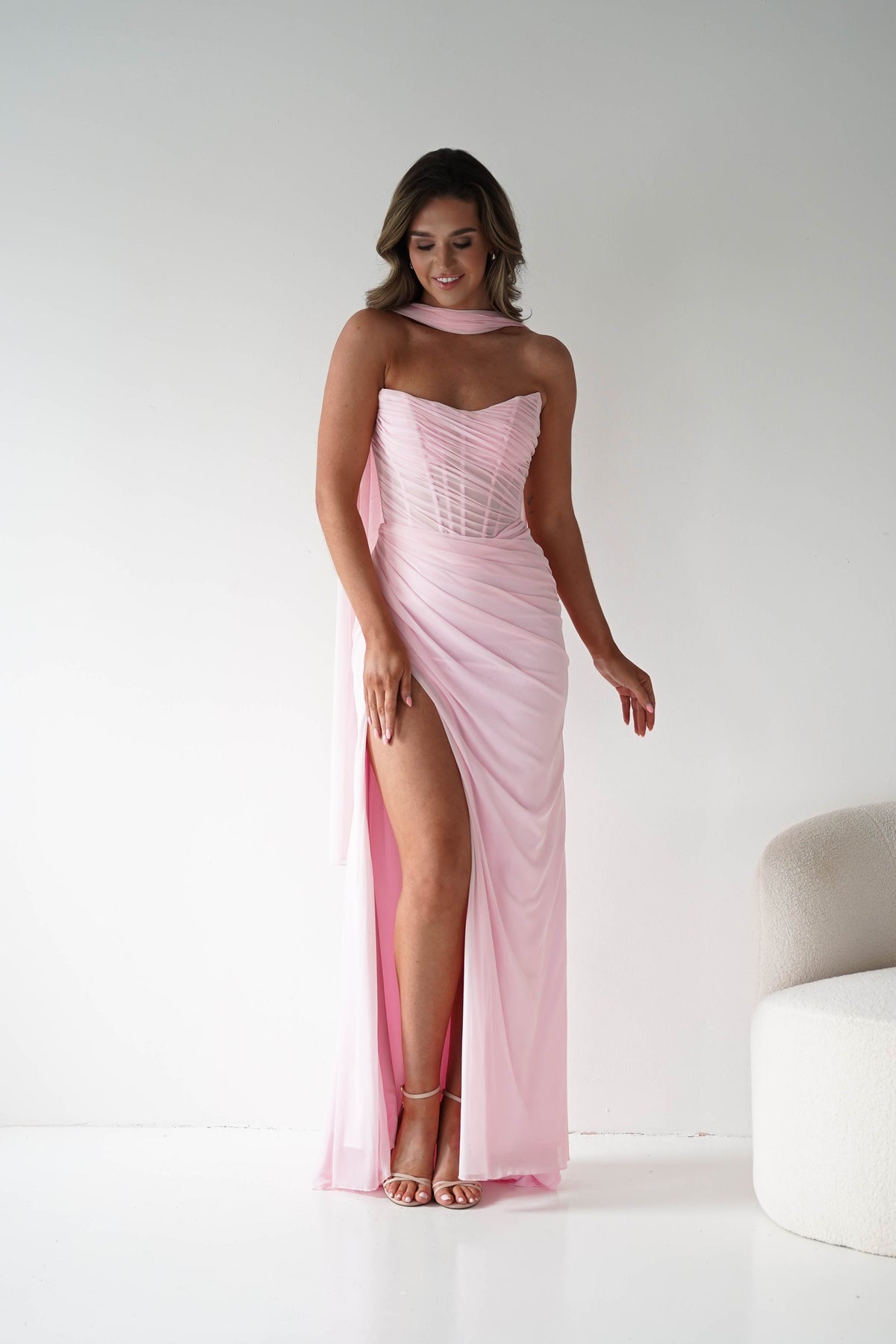 Karianne Draped Ruched Bodice Gown | Pink-Oh Hello Clothing