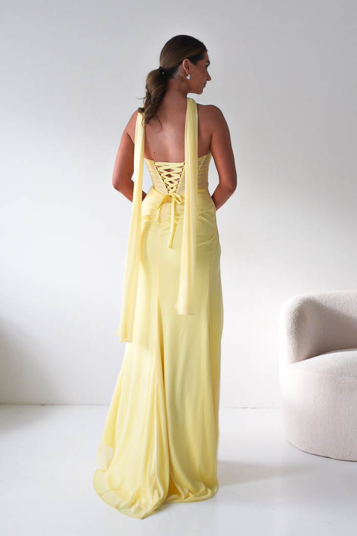Karianne Draped Ruched Bodice Gown | Yellow-Oh Hello Clothing