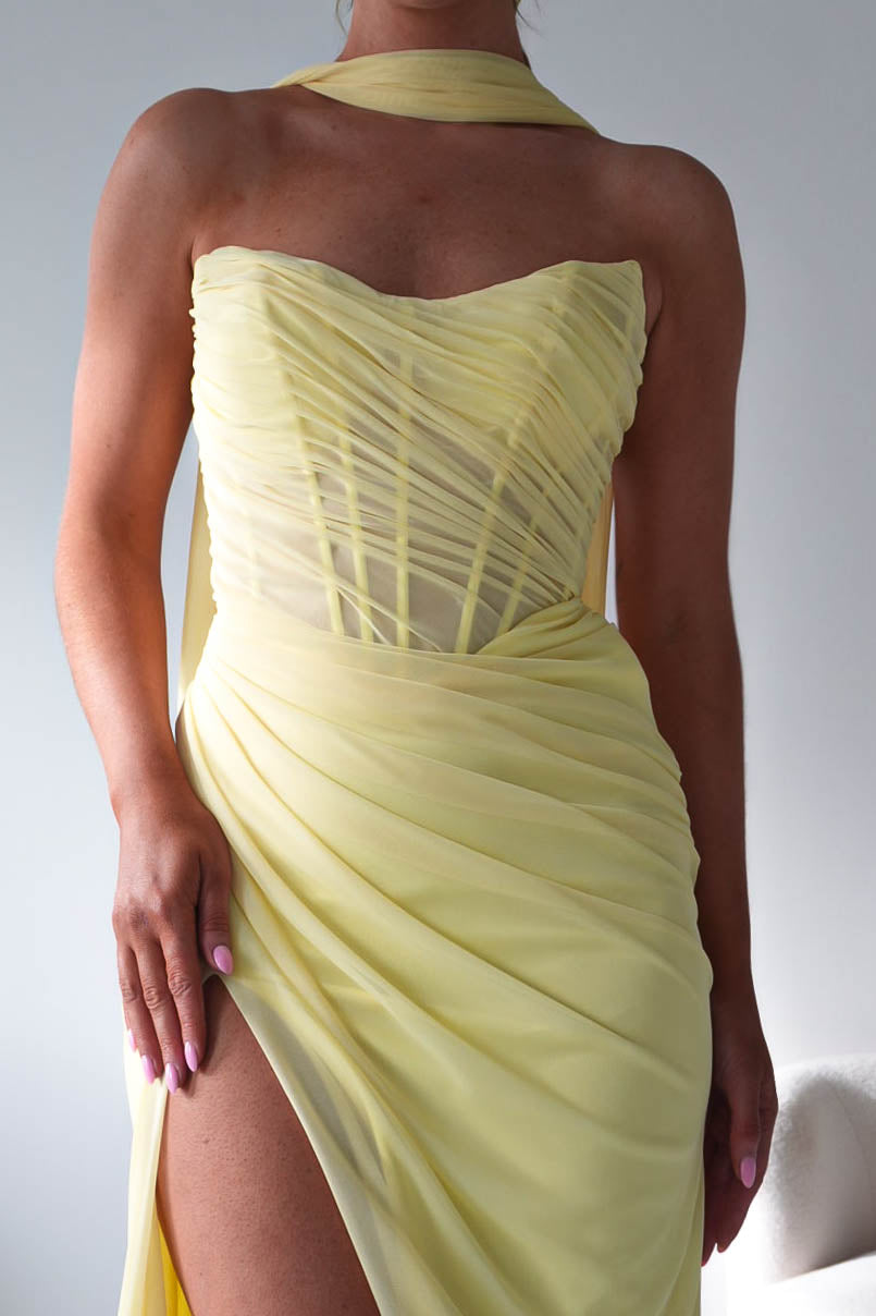 Karianne Draped Ruched Bodice Gown | Yellow-Oh Hello Clothing