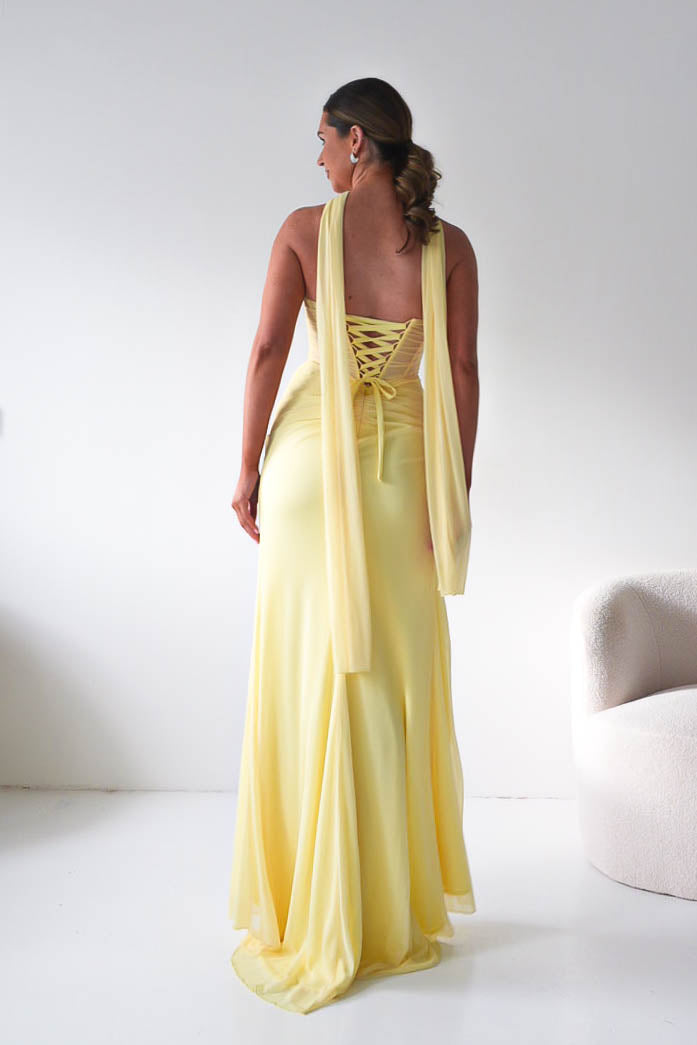 Karianne Draped Ruched Bodice Gown | Yellow-Oh Hello Clothing