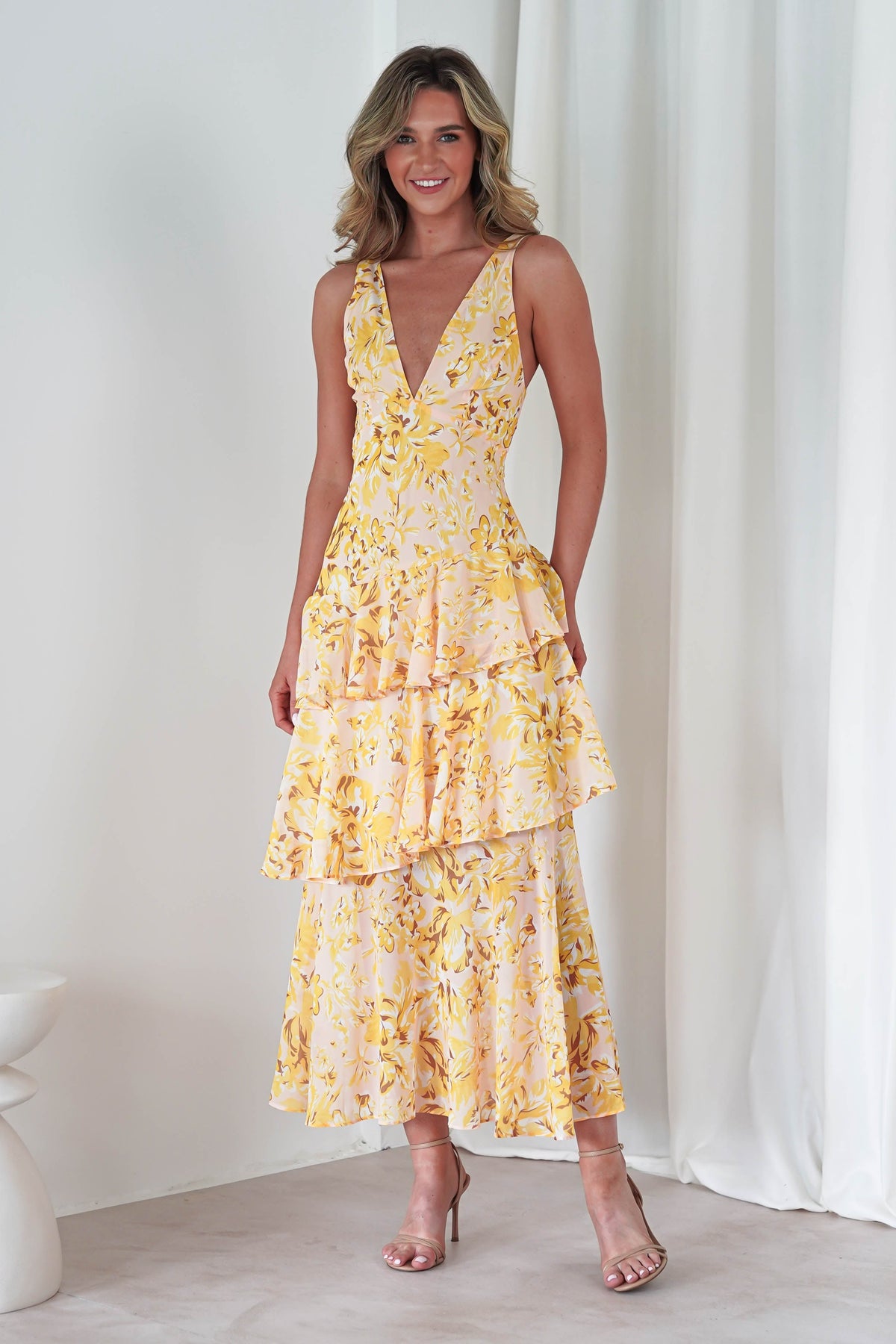 Karlie Floral Print Maxi Dress | Yellow-Oh Hello Clothing