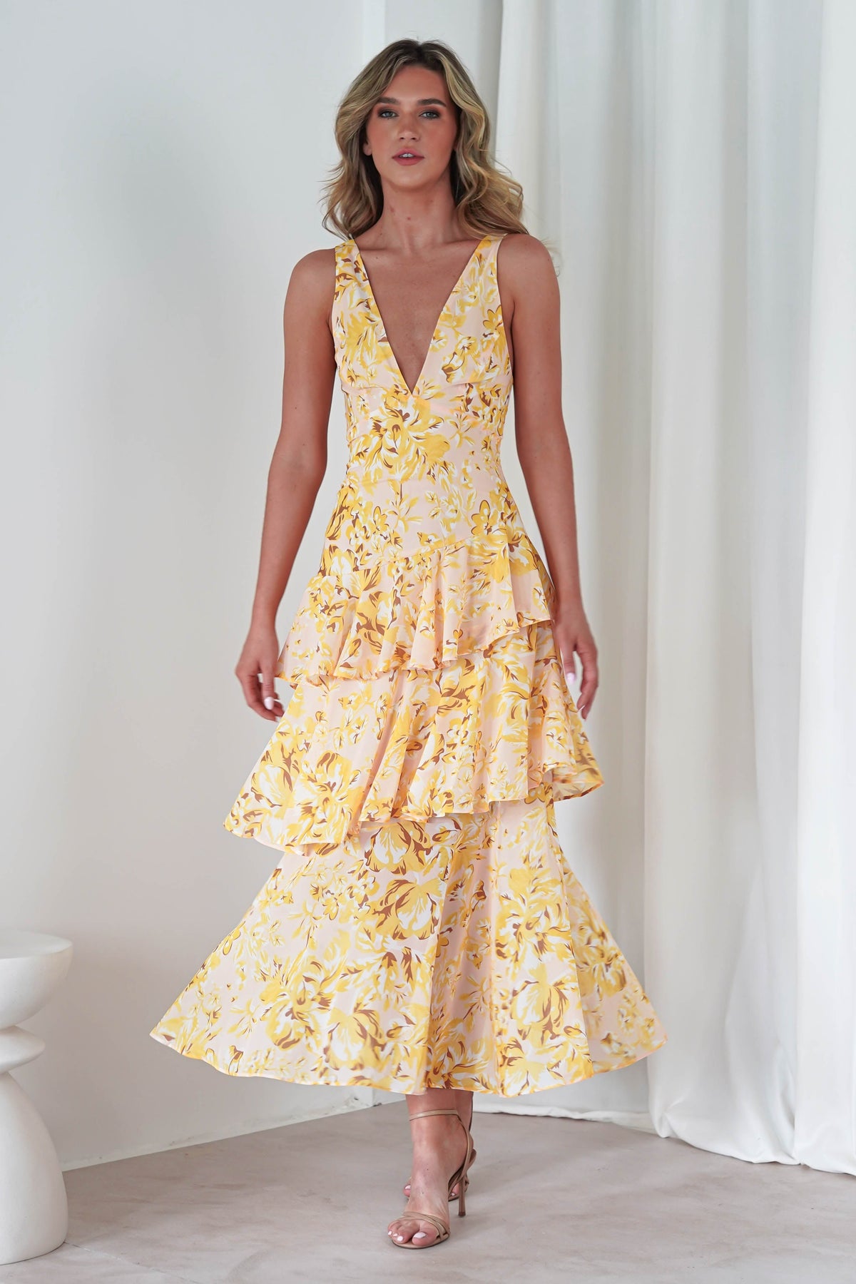 Karlie Floral Print Maxi Dress | Yellow-Oh Hello Clothing