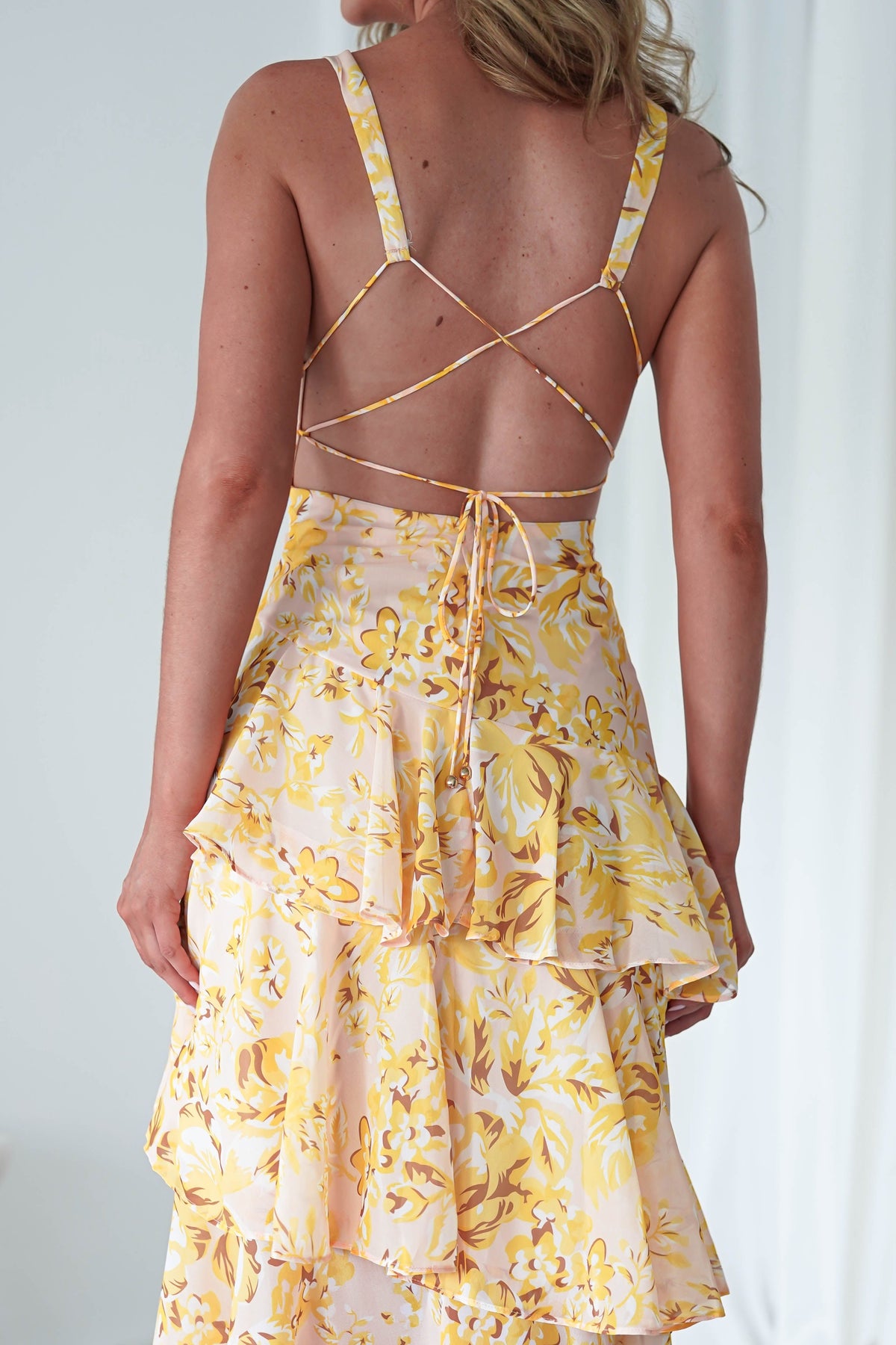 Karlie Floral Print Maxi Dress | Yellow-Oh Hello Clothing