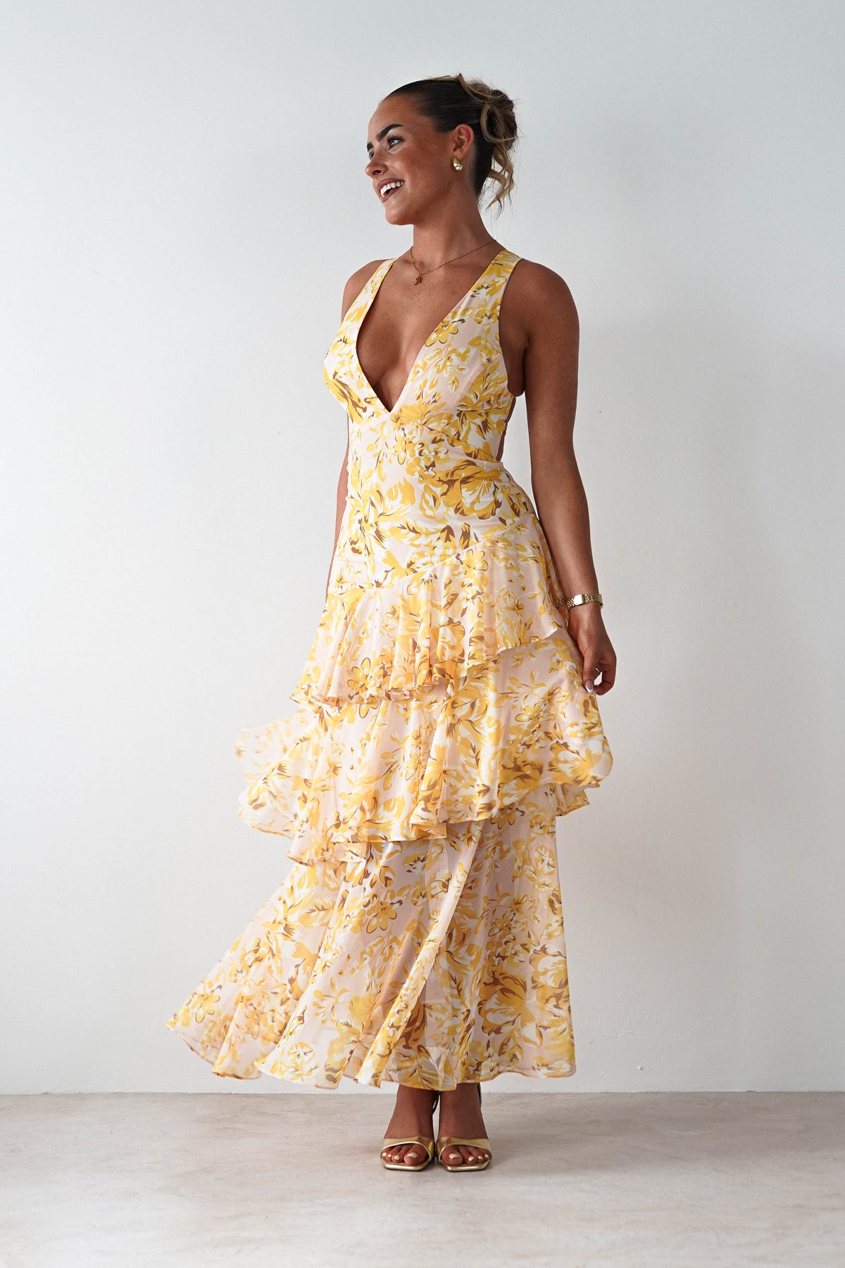 Karlie Floral Print Maxi Dress | Yellow-Oh Hello Clothing