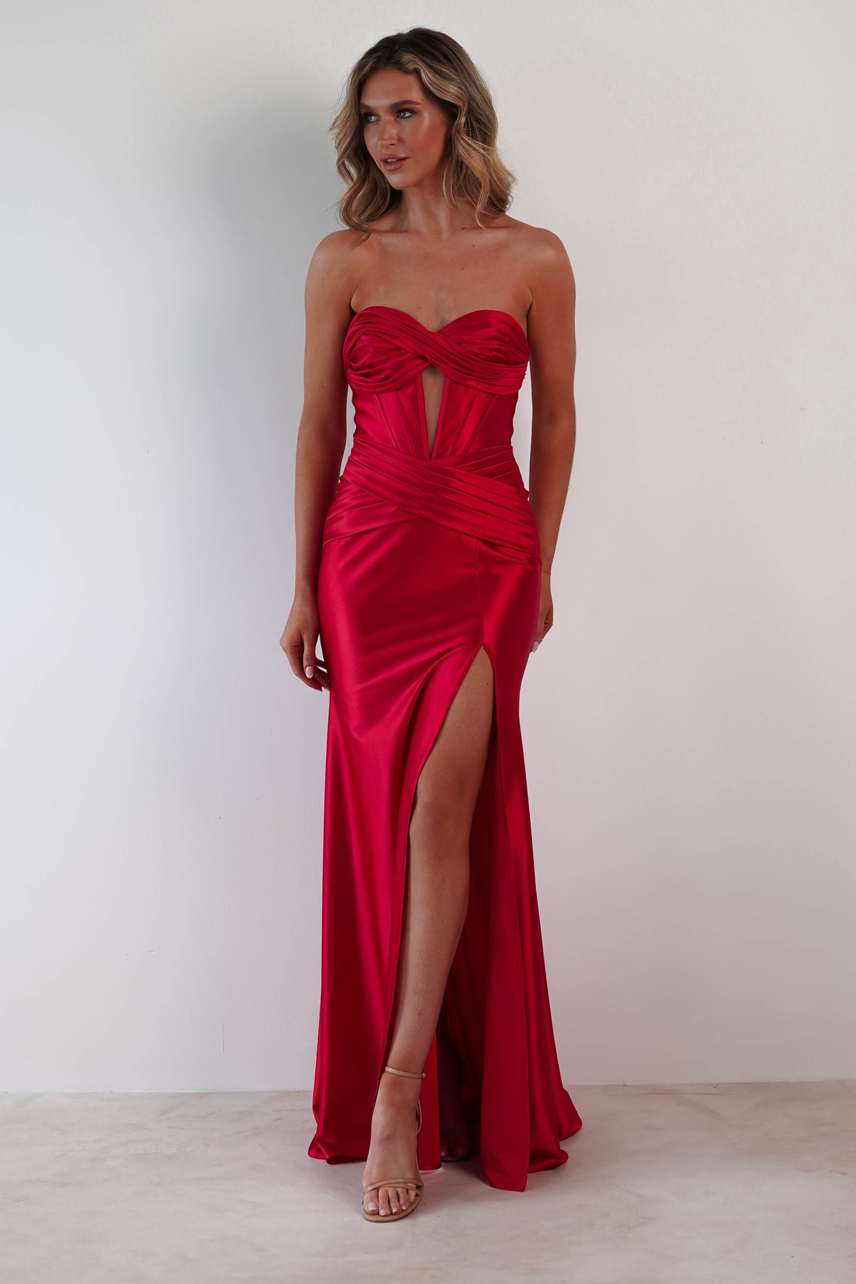 Karra Bodycon Strapless Gown | Red-Oh Hello Clothing