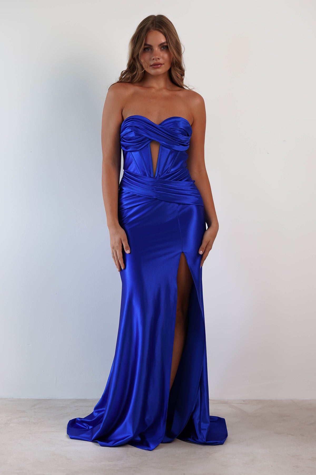 Karra Bodycon Strapless Gown | Royal Blue-Oh Hello Clothing