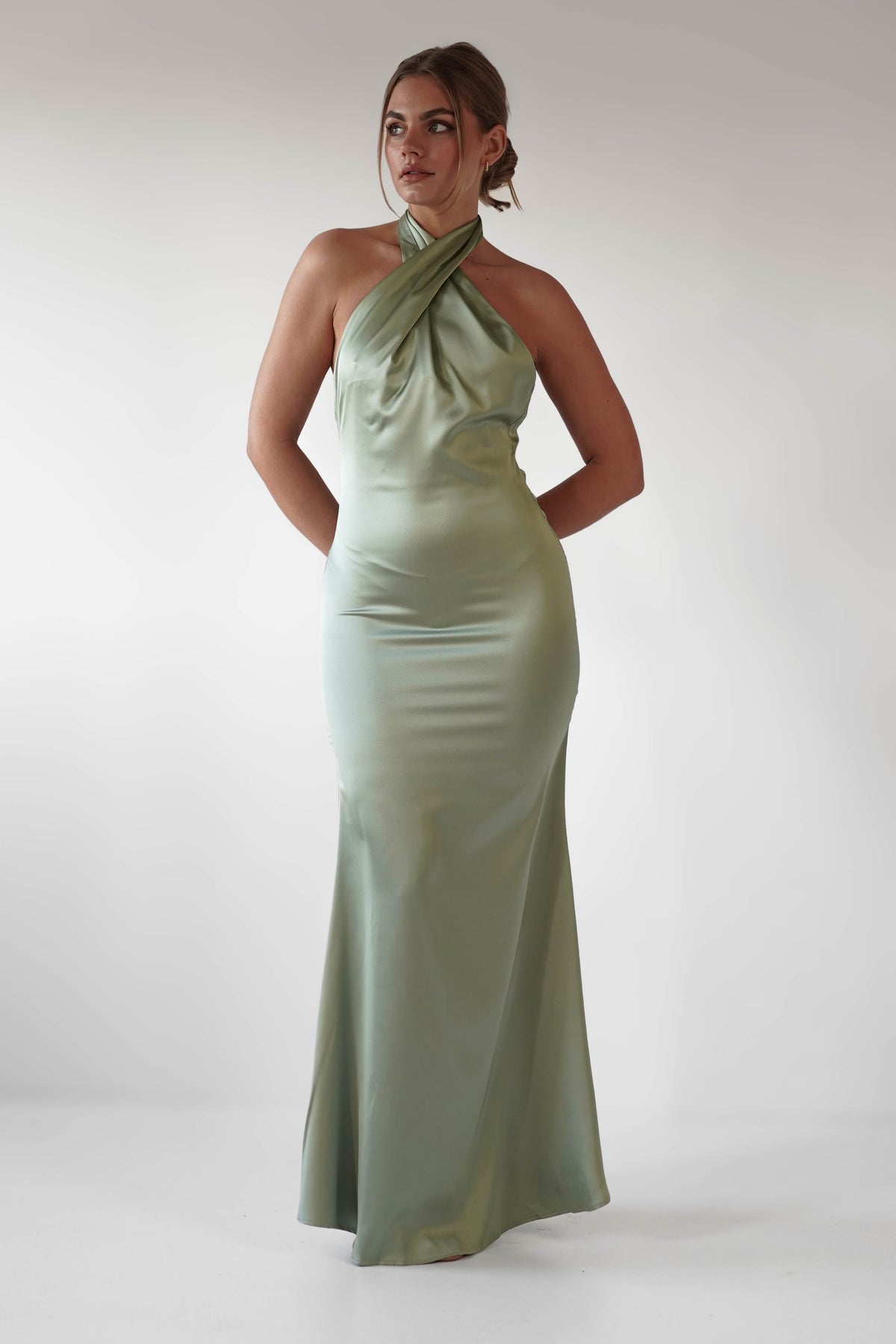 Kartia Halterneck Maxi Gown | Sage-Oh Hello Clothing