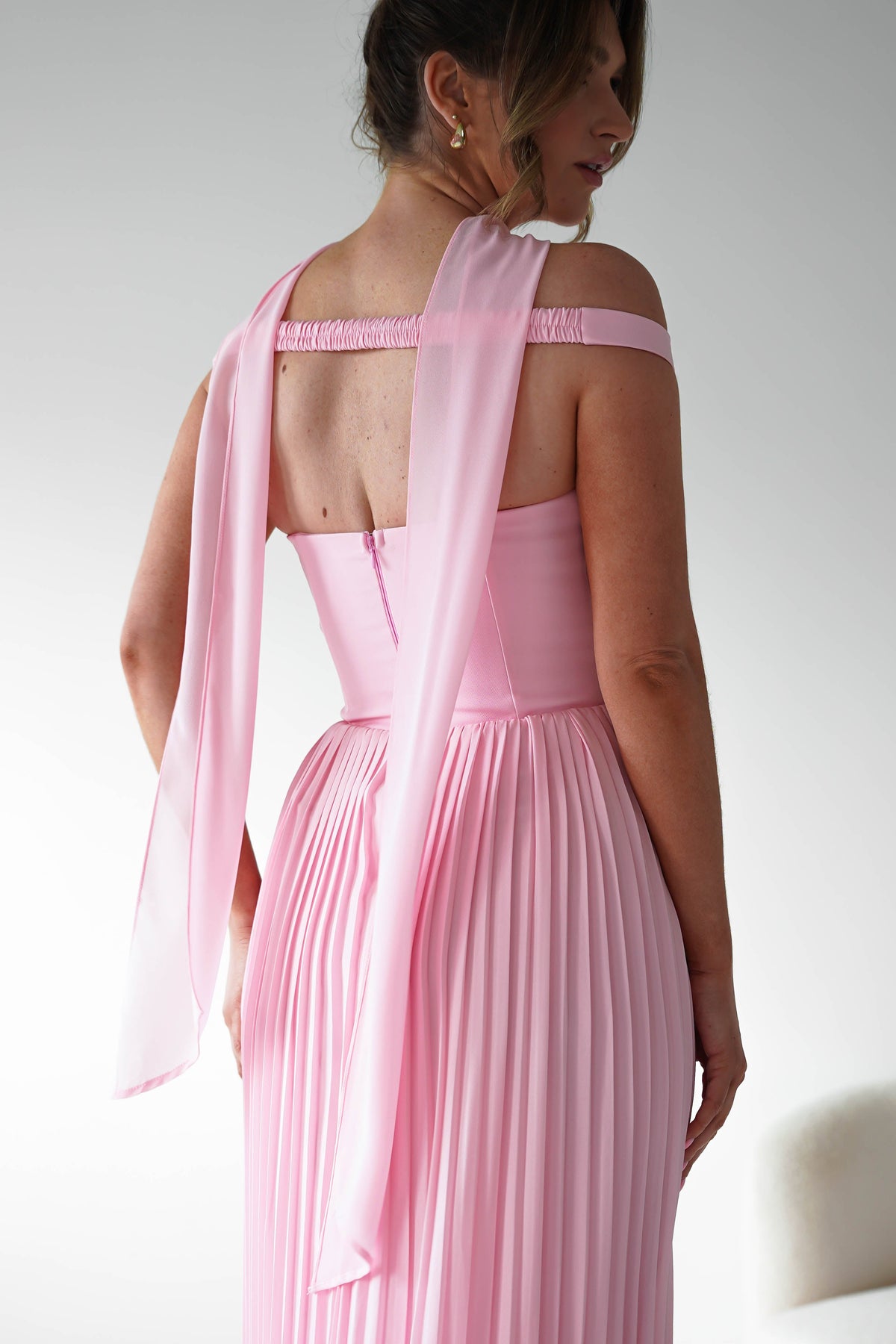 Kelsea Off The Shoulder Pleated Maxi Dress | Pink-Oh Hello Clothing