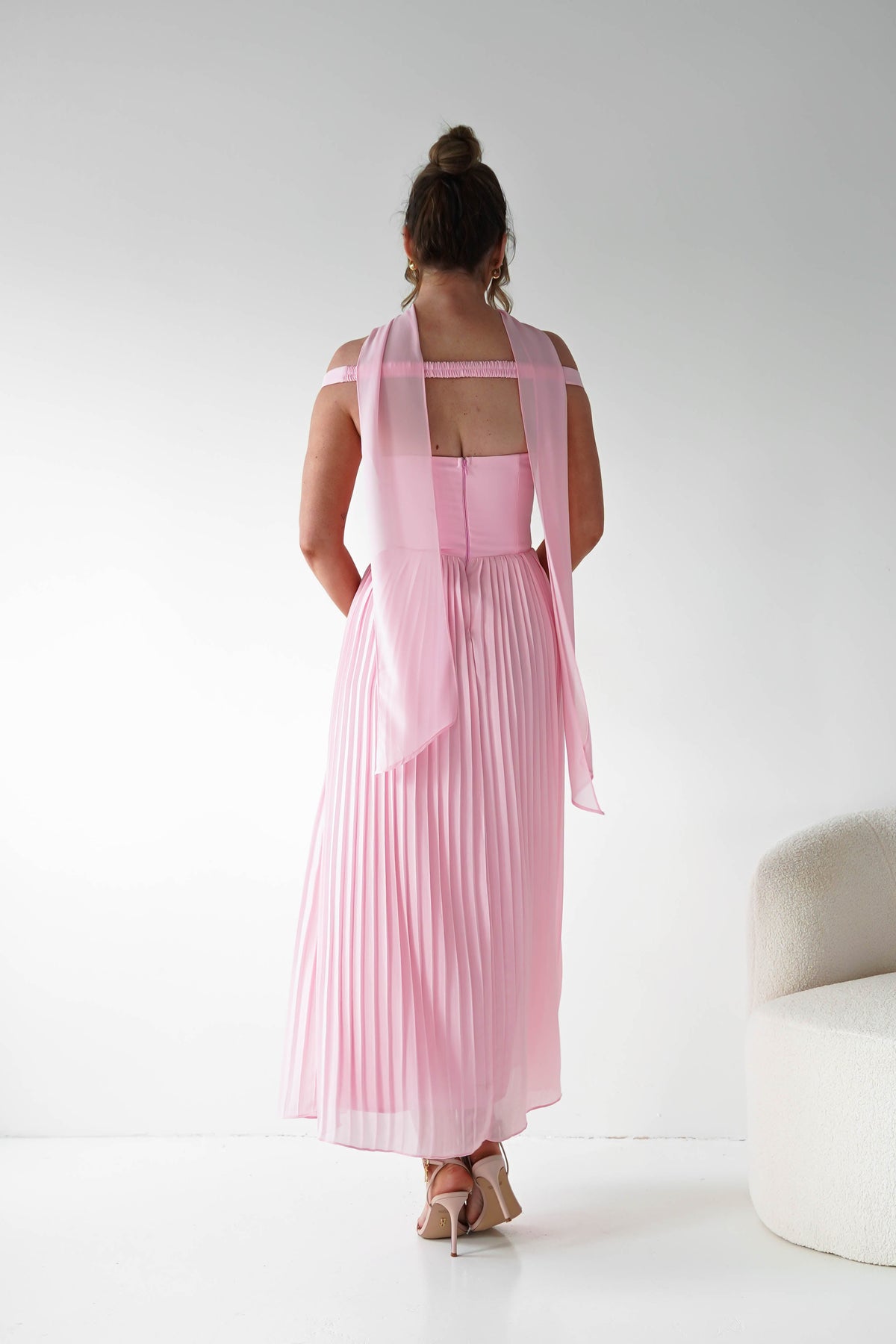Kelsea Off The Shoulder Pleated Maxi Dress | Pink-Oh Hello Clothing