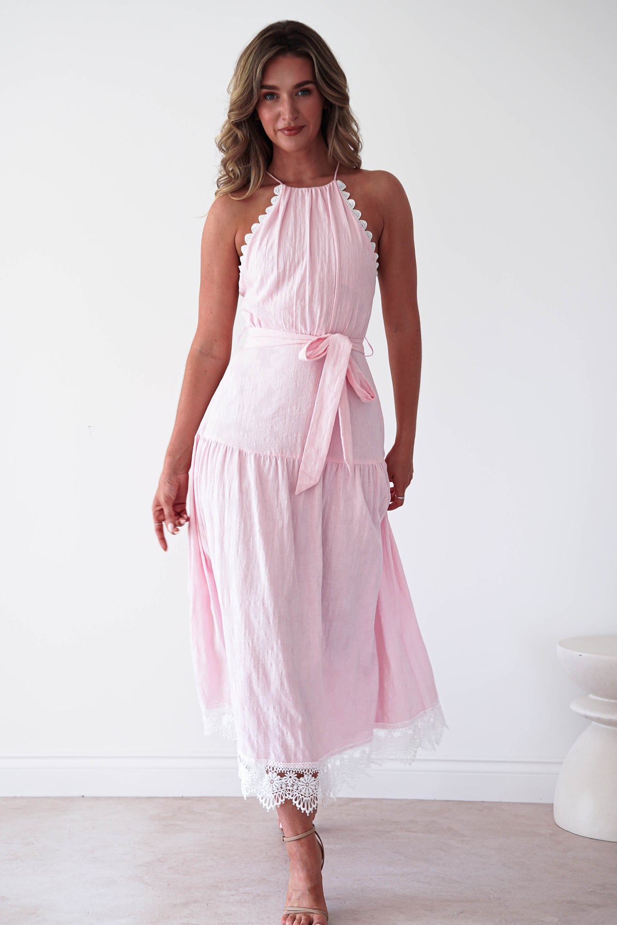 Khari Lace Trim Maxi Dress | Pink-Oh Hello Clothing