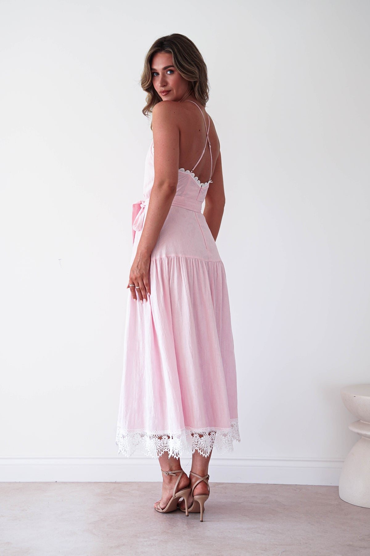 Khari Lace Trim Maxi Dress | Pink-Oh Hello Clothing