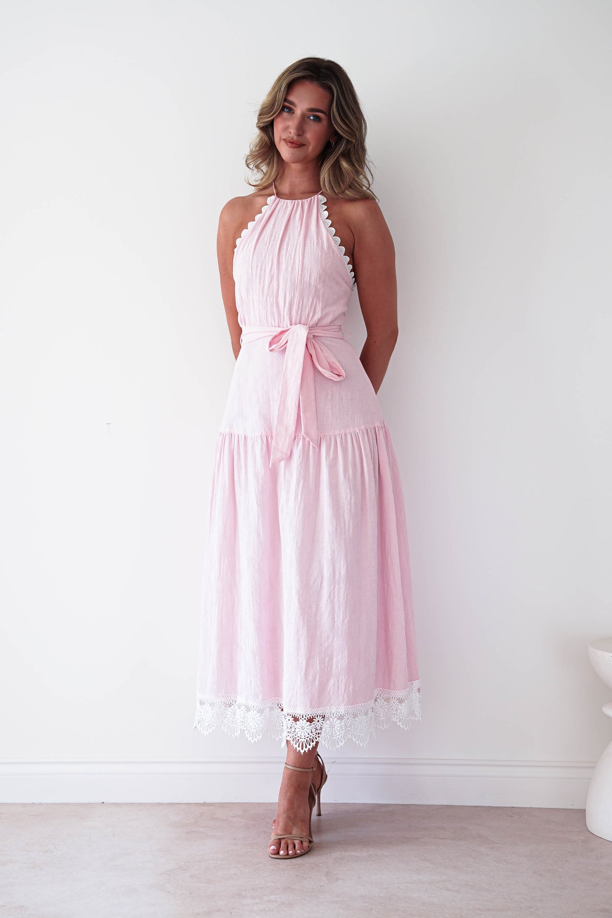 Khari Lace Trim Maxi Dress | Pink-Oh Hello Clothing