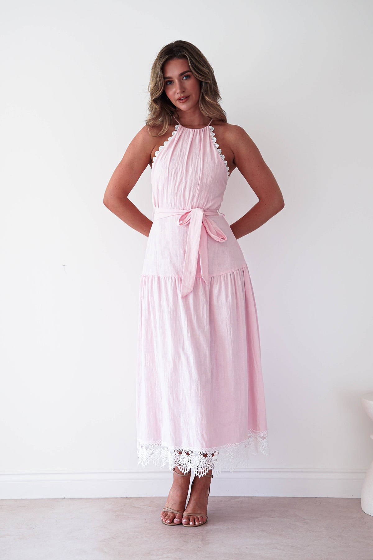 Khari Lace Trim Maxi Dress | Pink-Oh Hello Clothing