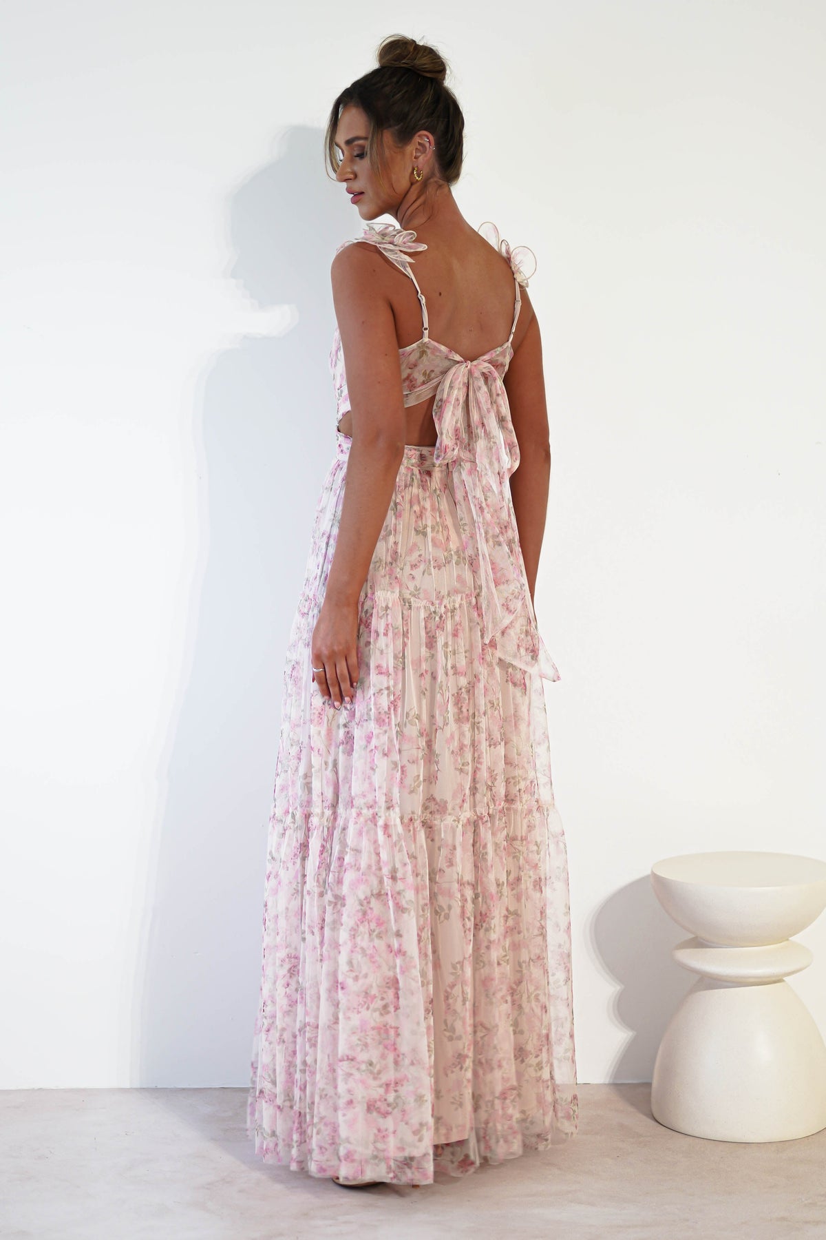 Khristina Floral Tulle Maxi Dress | Cream-Oh Hello Clothing