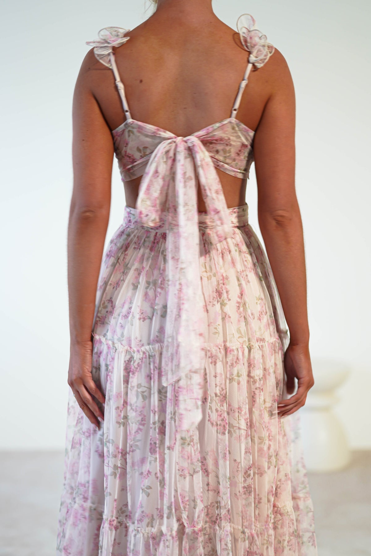 Khristina Floral Tulle Maxi Dress | Cream-Oh Hello Clothing