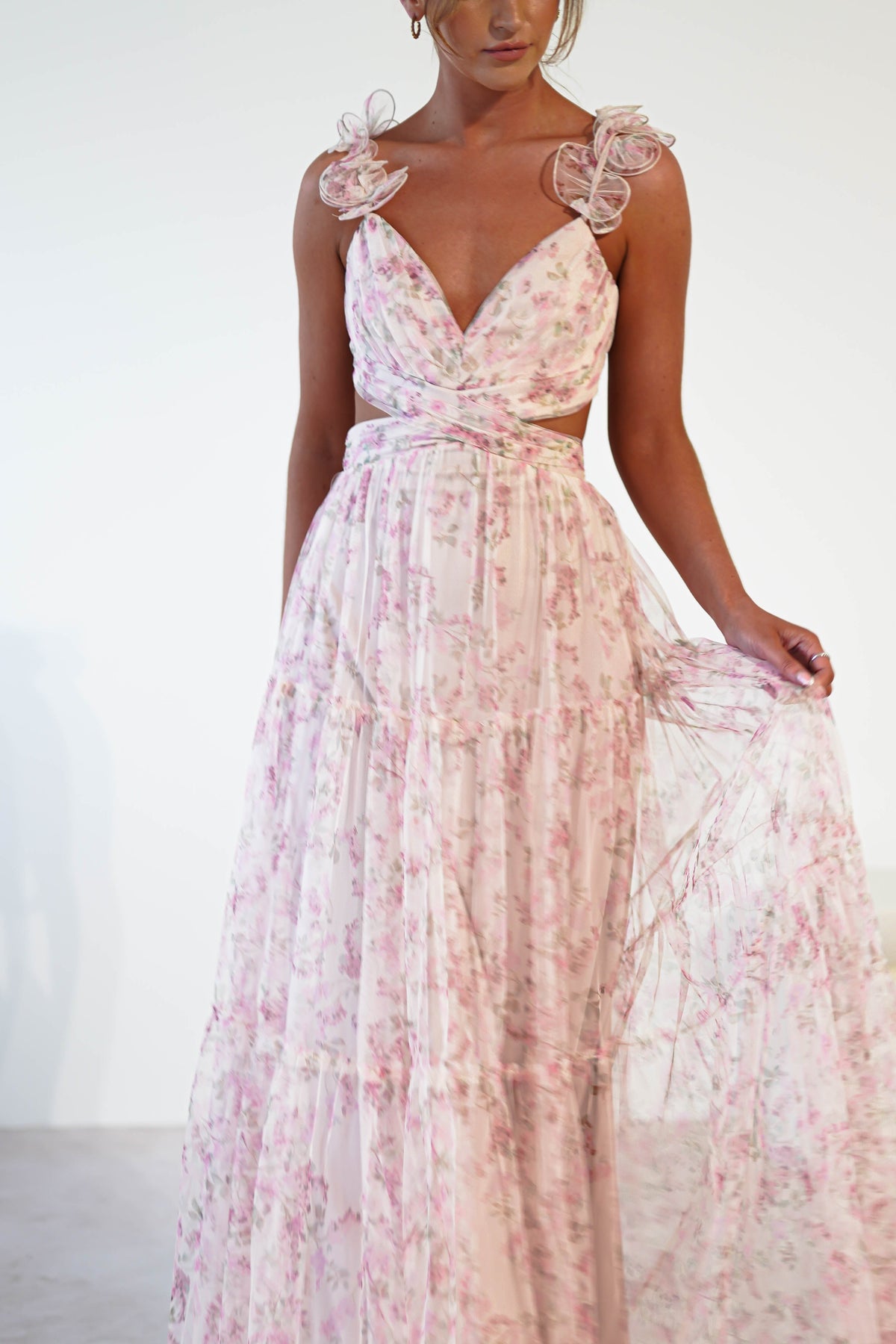 Khristina Floral Tulle Maxi Dress | Cream-Oh Hello Clothing
