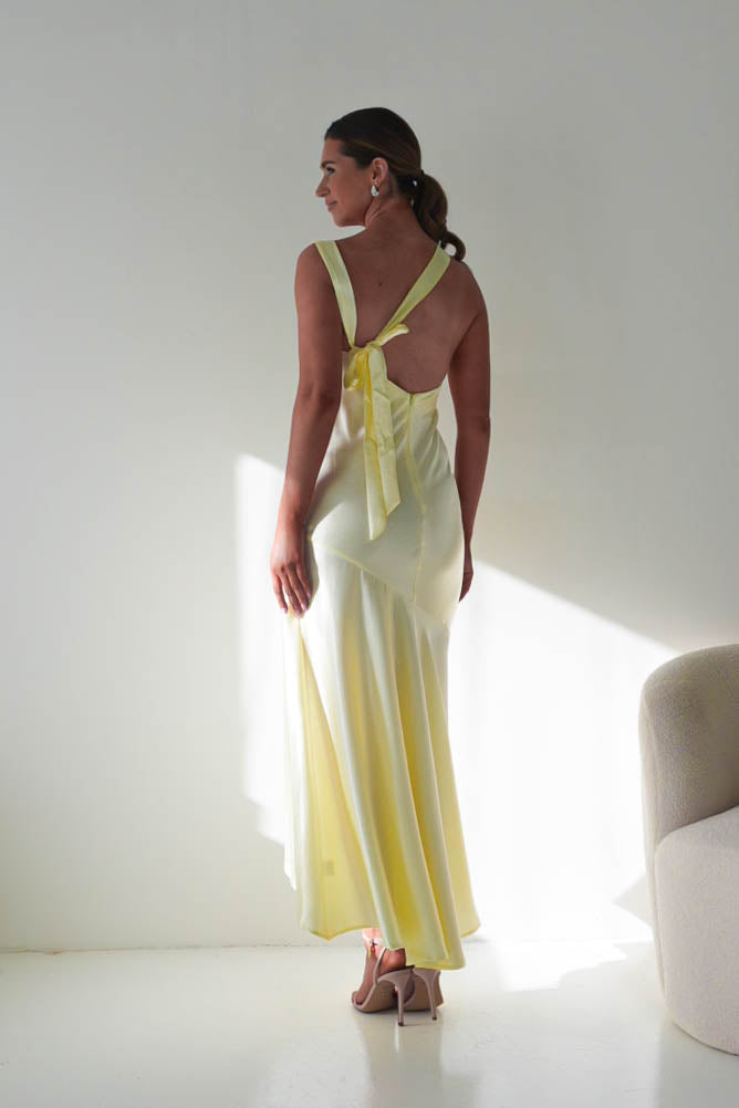 Klarisse Bias-Cut Satin Maxi Dress | Yellow-Oh Hello Clothing