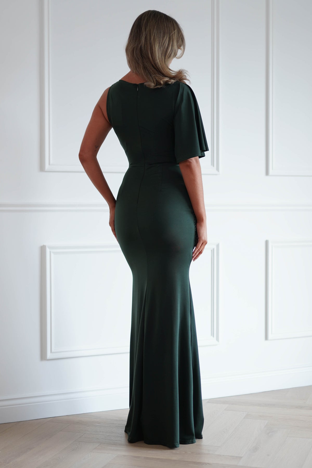 Lainey Asymmetrisches One-Shoulder-Maxikleid | Olivgrün