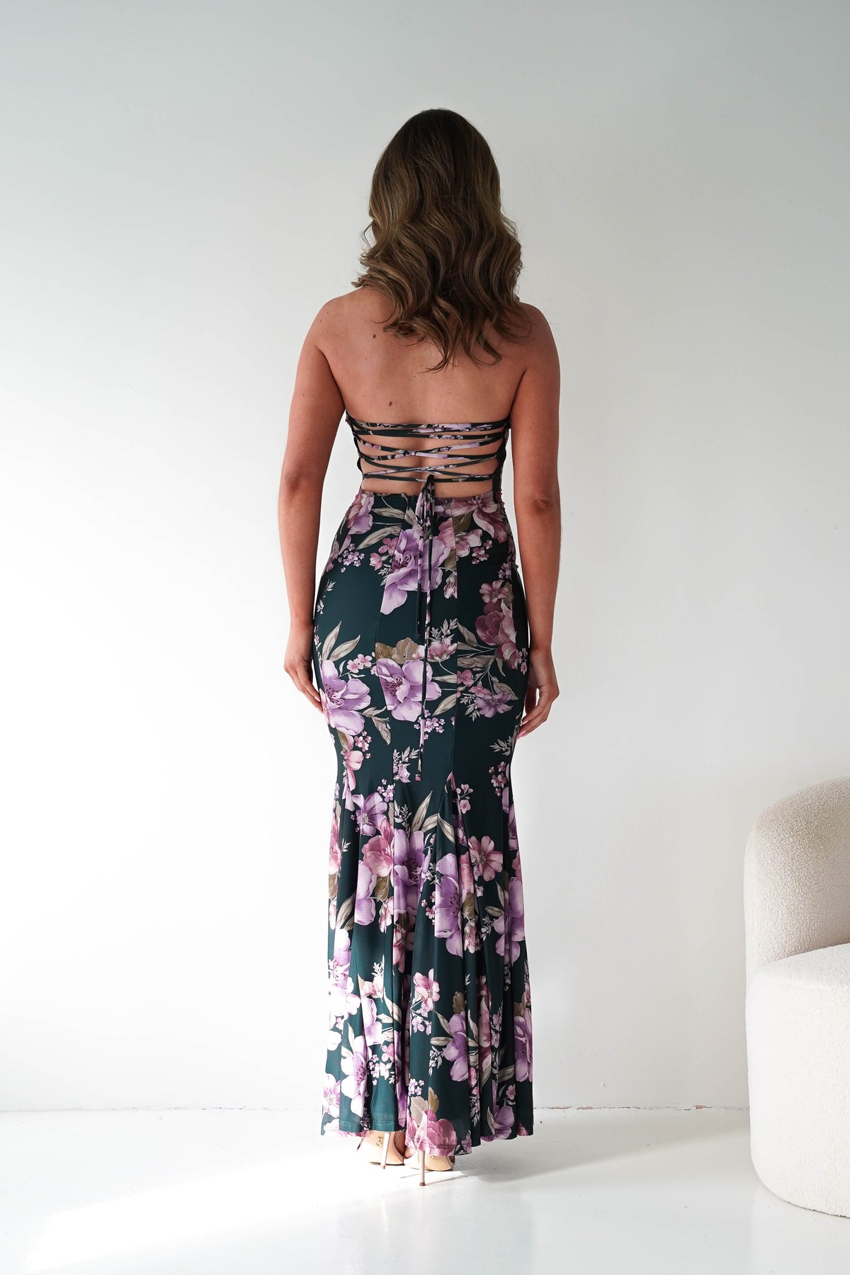 Lara Strapless Bodycon Floral Maxi Dress | Green-Oh Hello Clothing