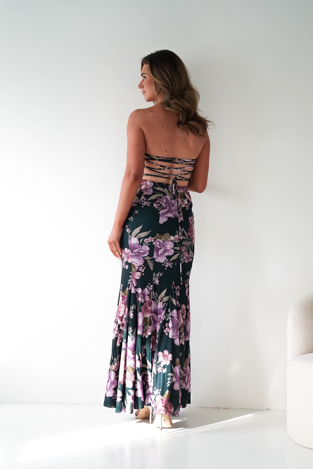 Lara Strapless Bodycon Floral Maxi Dress | Green-Oh Hello Clothing
