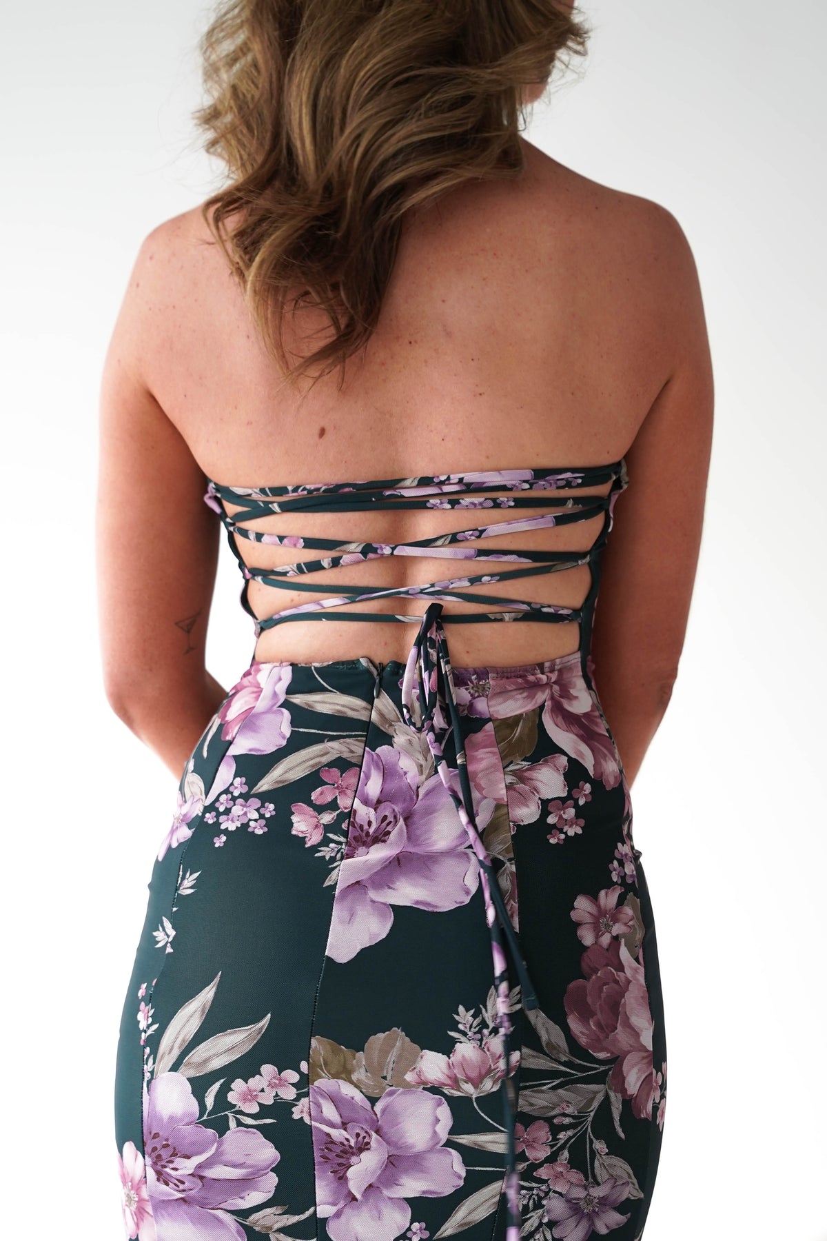 Lara Strapless Bodycon Floral Maxi Dress | Green-Oh Hello Clothing