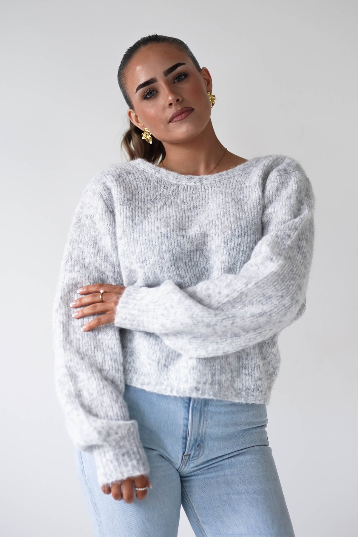 Larson Two Way Twist Knit Jumper | Grey-Oh Hello Clothing