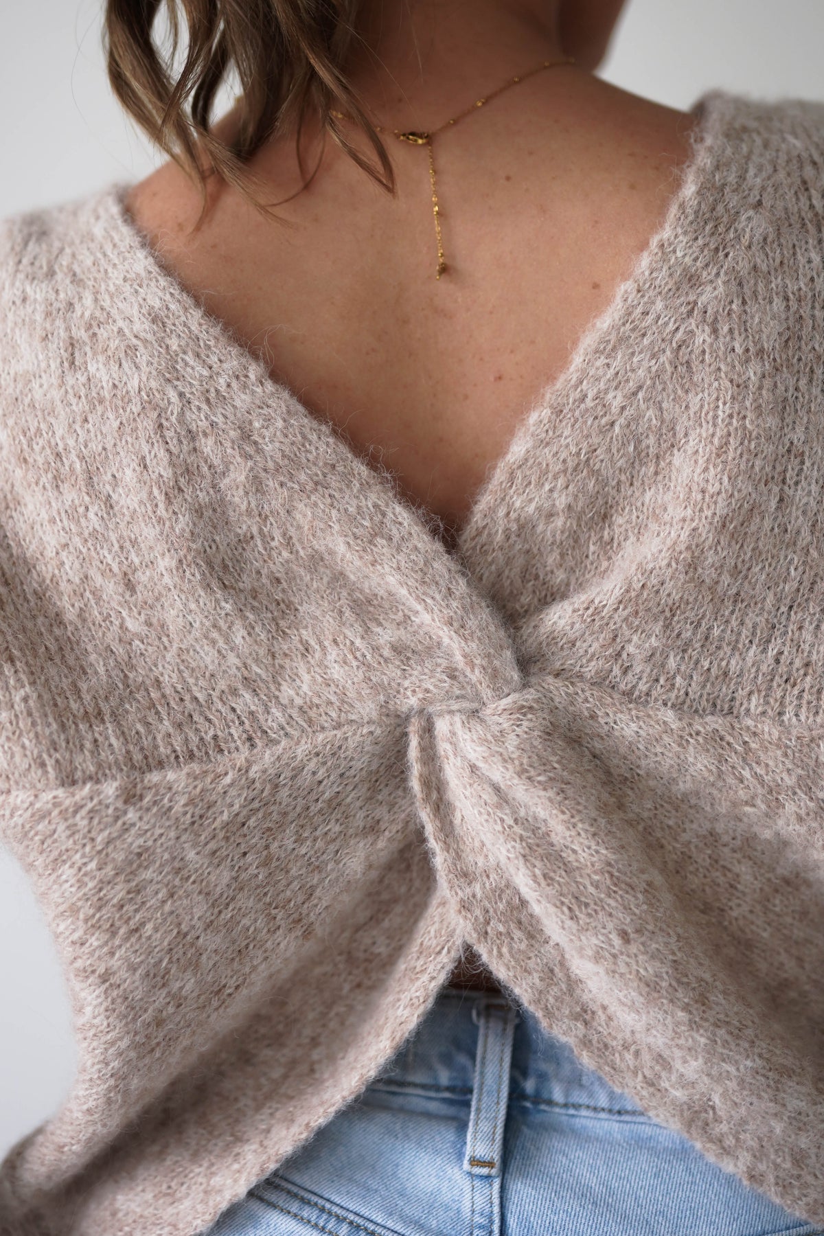 Larson Two Way Twist Knit Jumper | Taupe-Oh Hello Clothing