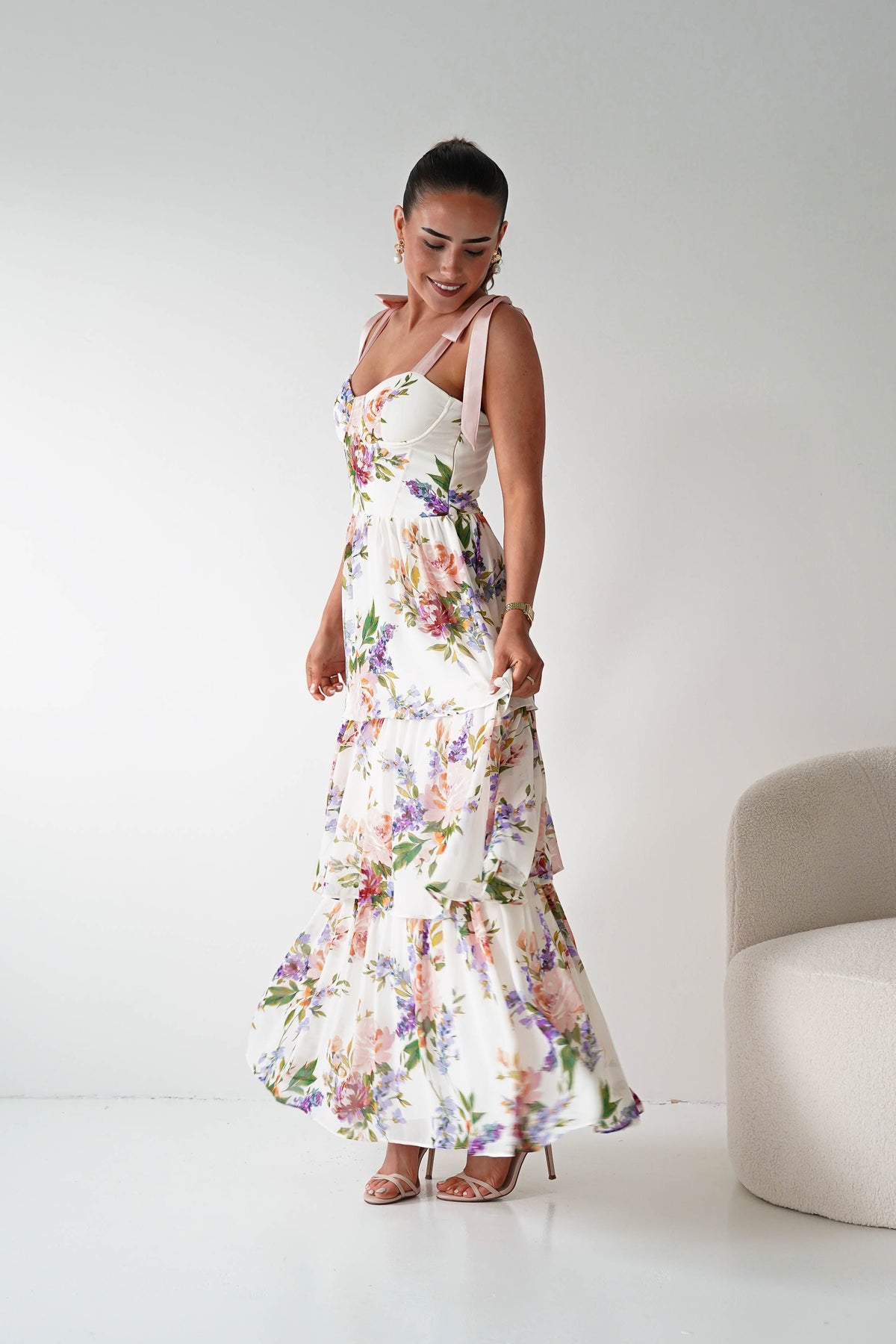 Lauren Floral Print Tiered Maxi Dress | Mixed Print-Oh Hello Clothing