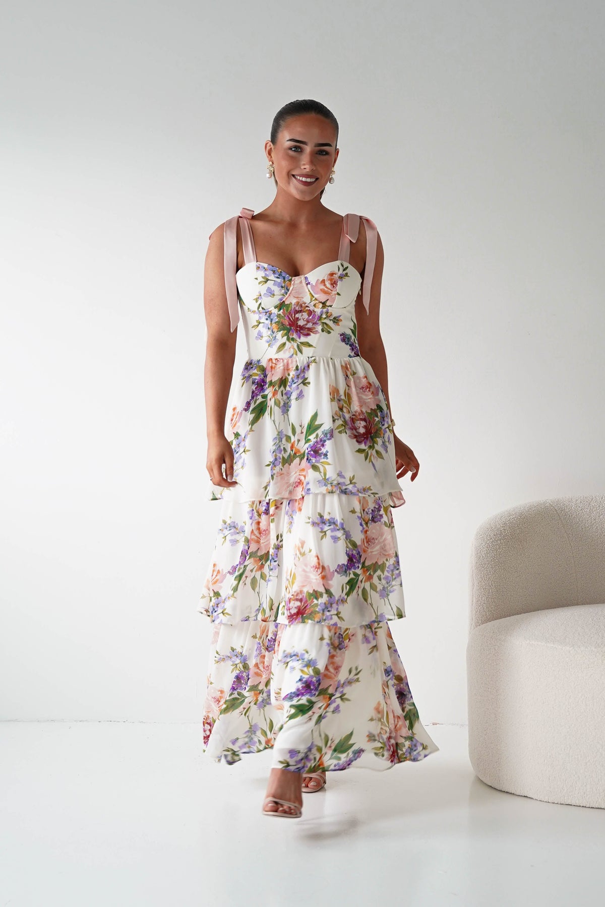 Lauren Floral Print Tiered Maxi Dress | Mixed Print-Oh Hello Clothing