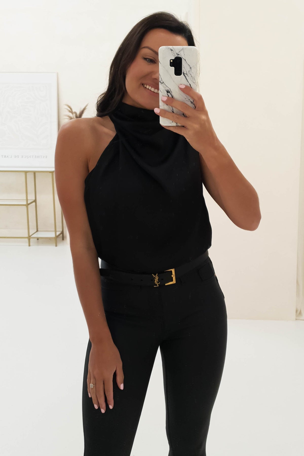 Layla Soft Satin Crop Top | Black-Oh Hello Clothing