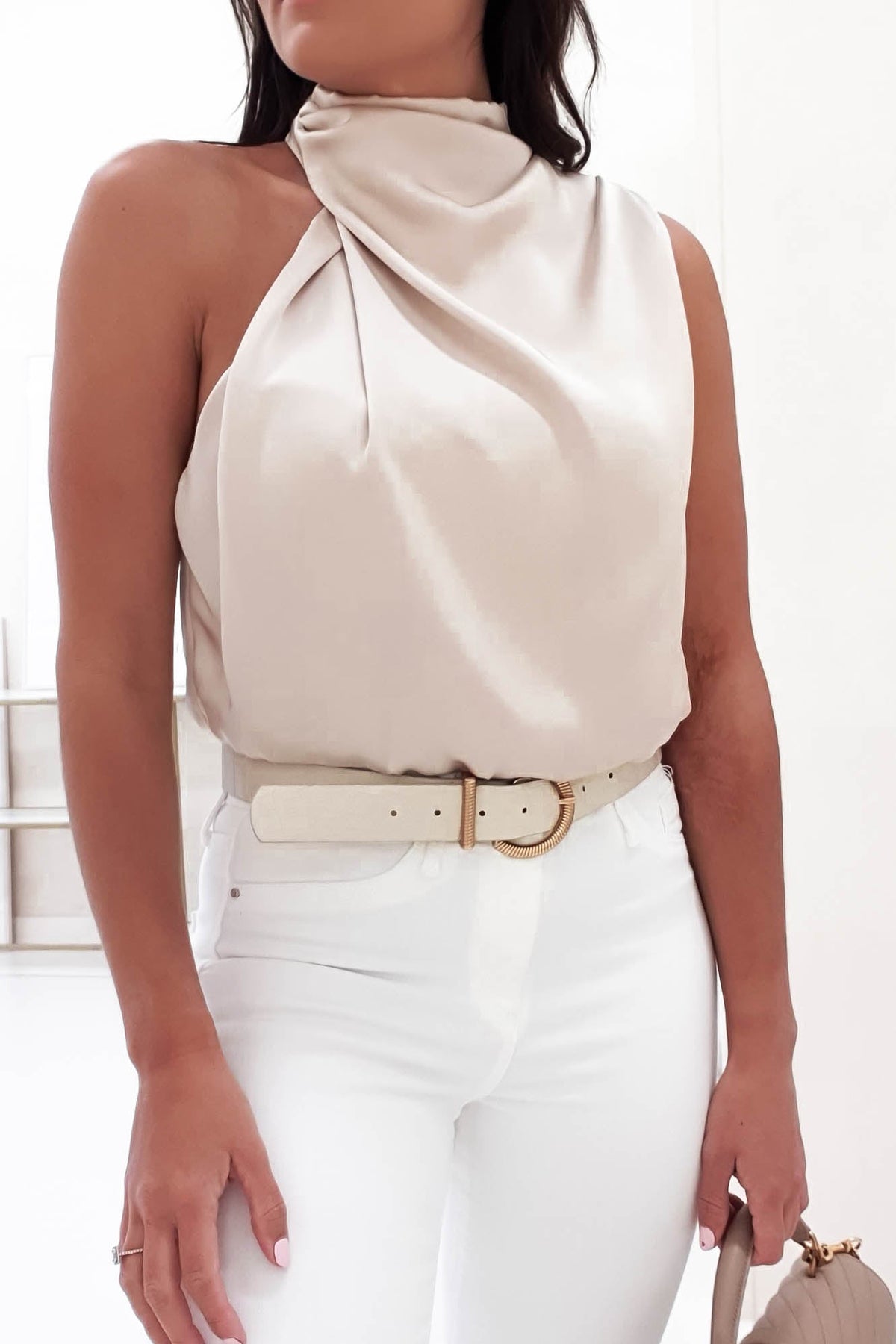 Layla Soft Satin Crop Top | Champagne-Oh Hello Clothing