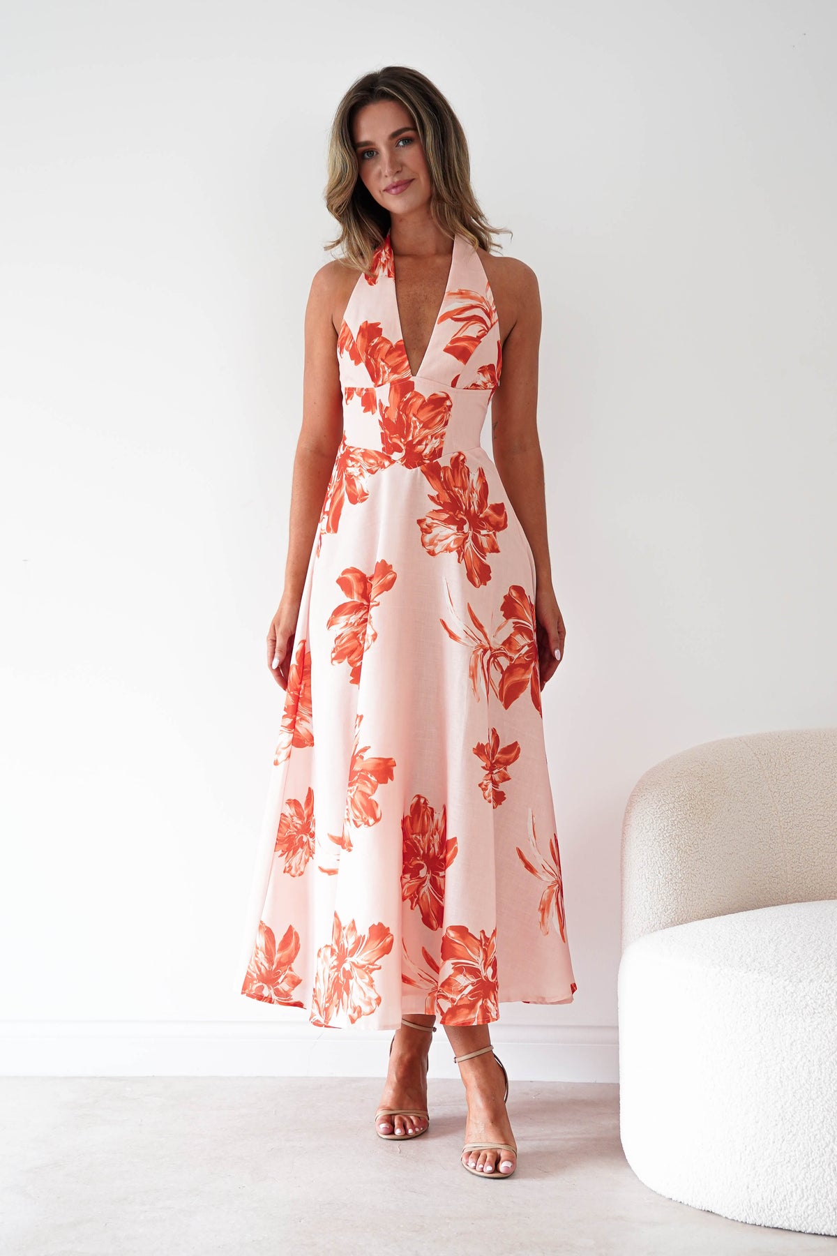 Lea Floral Halterneck Maxi Dress | Orange-Oh Hello Clothing