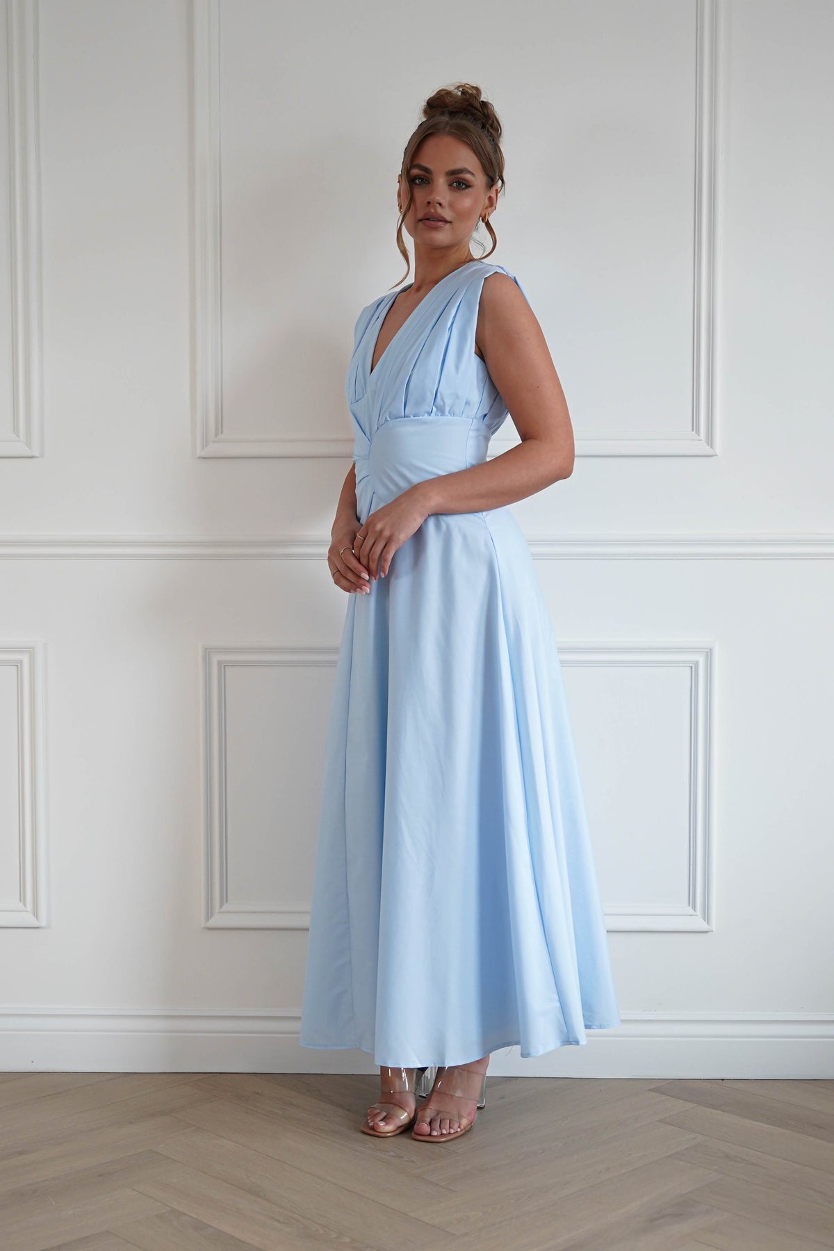 Leela Sculpted Twist Waist Midaxi Dress | Blue-Oh Hello Clothing