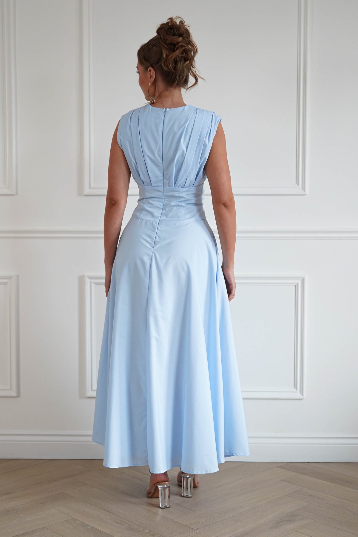 Leela Sculpted Twist Waist Midaxi Dress | Blue-Oh Hello Clothing