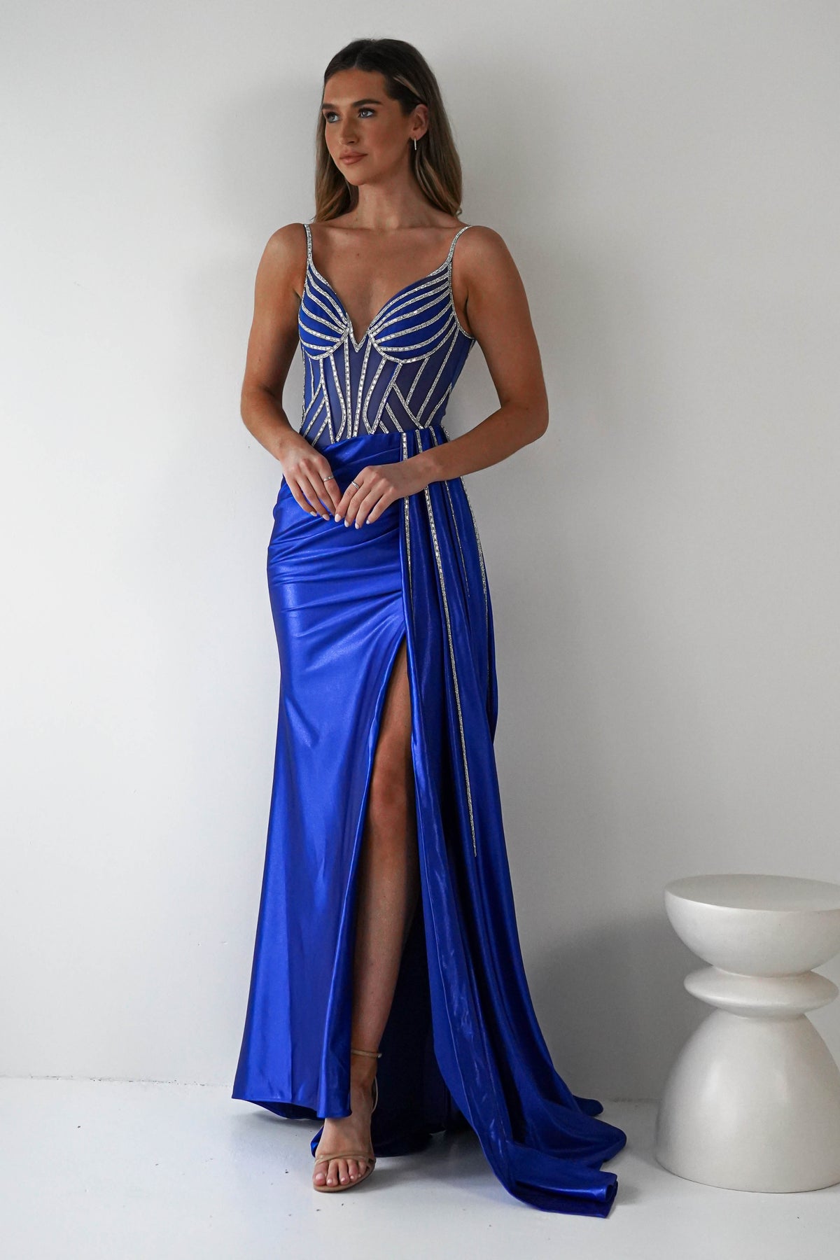 Leonardo Diamante Bodycon Gown | Royal Blue-Oh Hello Clothing