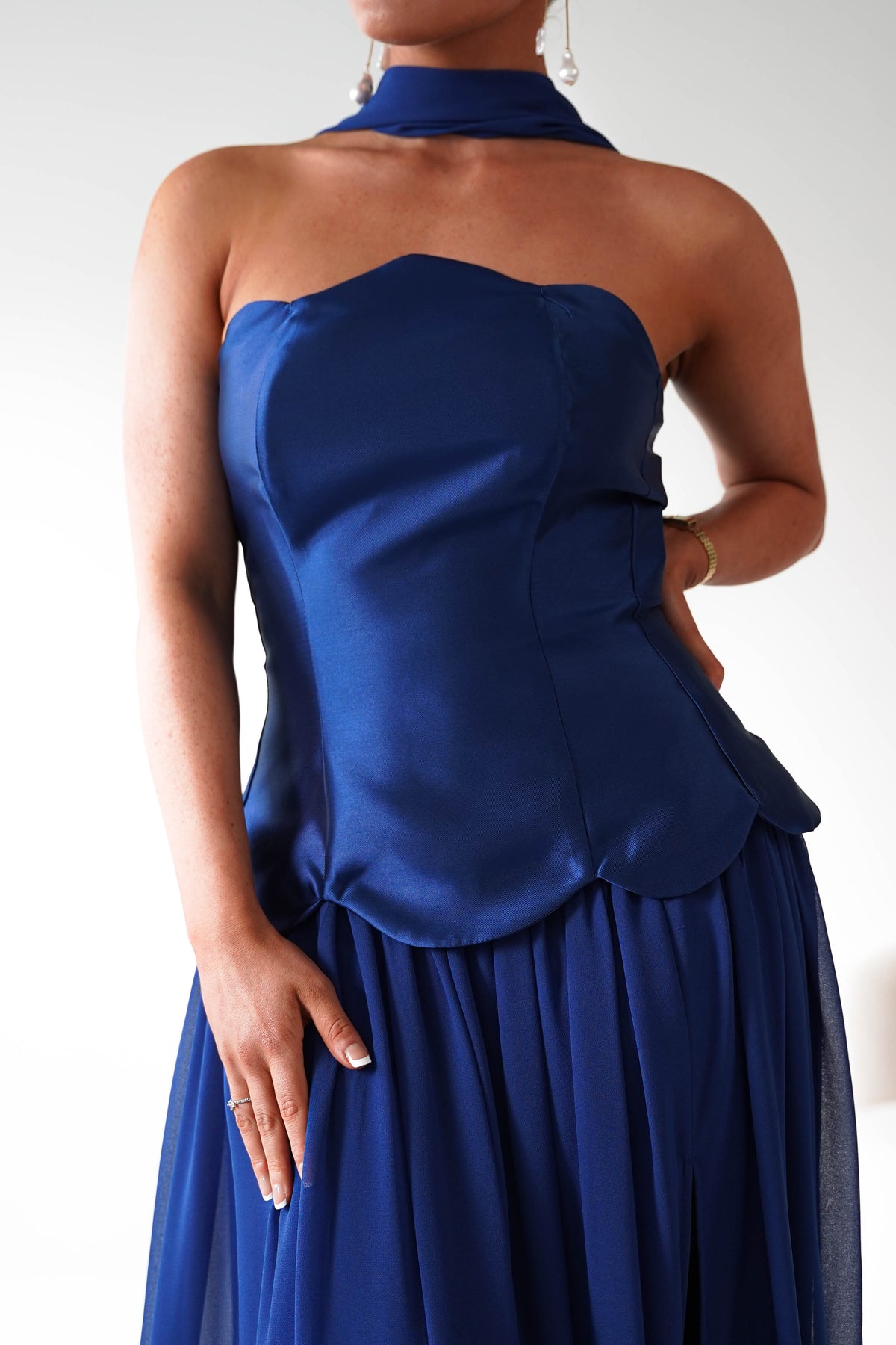 Leonora Strapless Corset Maxi Dress | Navy-Oh Hello Clothing