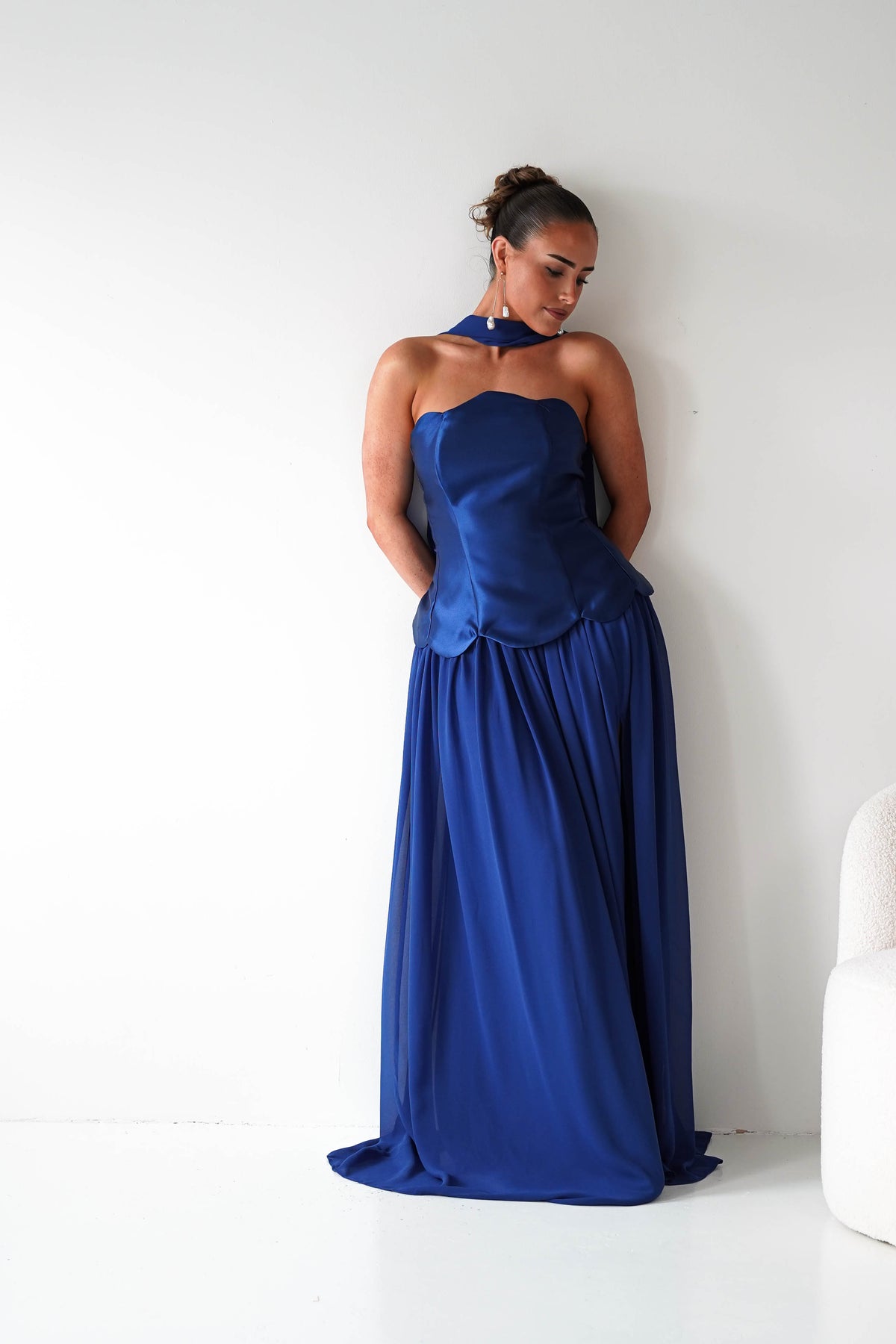 Leonora Strapless Corset Maxi Dress | Navy-Oh Hello Clothing