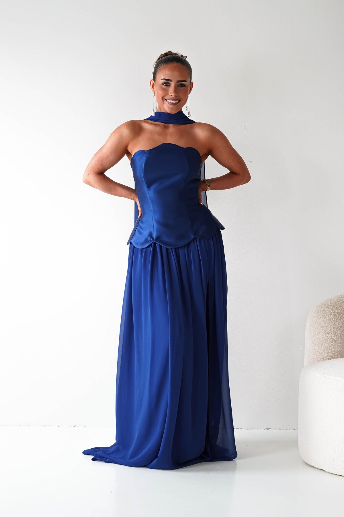 Leonora Strapless Corset Maxi Dress | Navy-Oh Hello Clothing