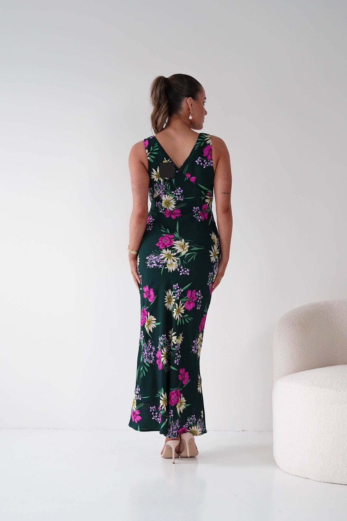 Liana Floral Print V-Neck Maxi Dress | Green-Oh Hello Clothing