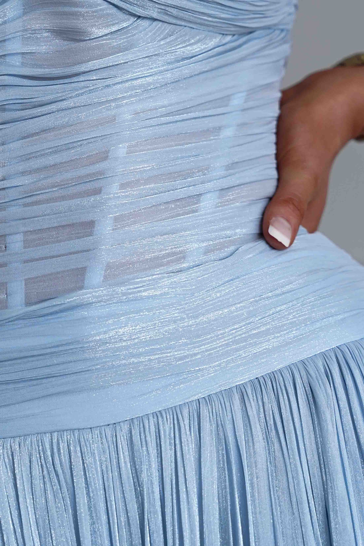 Longoria Pleated Luminescent Maxi Gown | Blue-Oh Hello Clothing