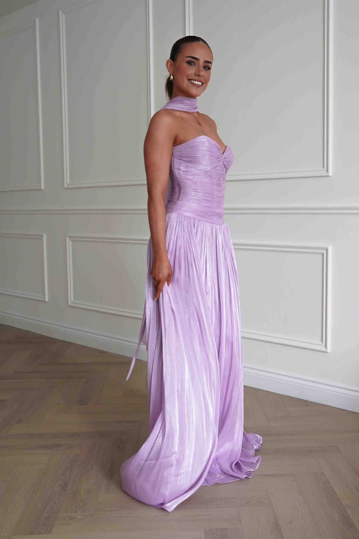 Longoria Pleated Luminescent Maxi Gown | Lavender-Oh Hello Clothing
