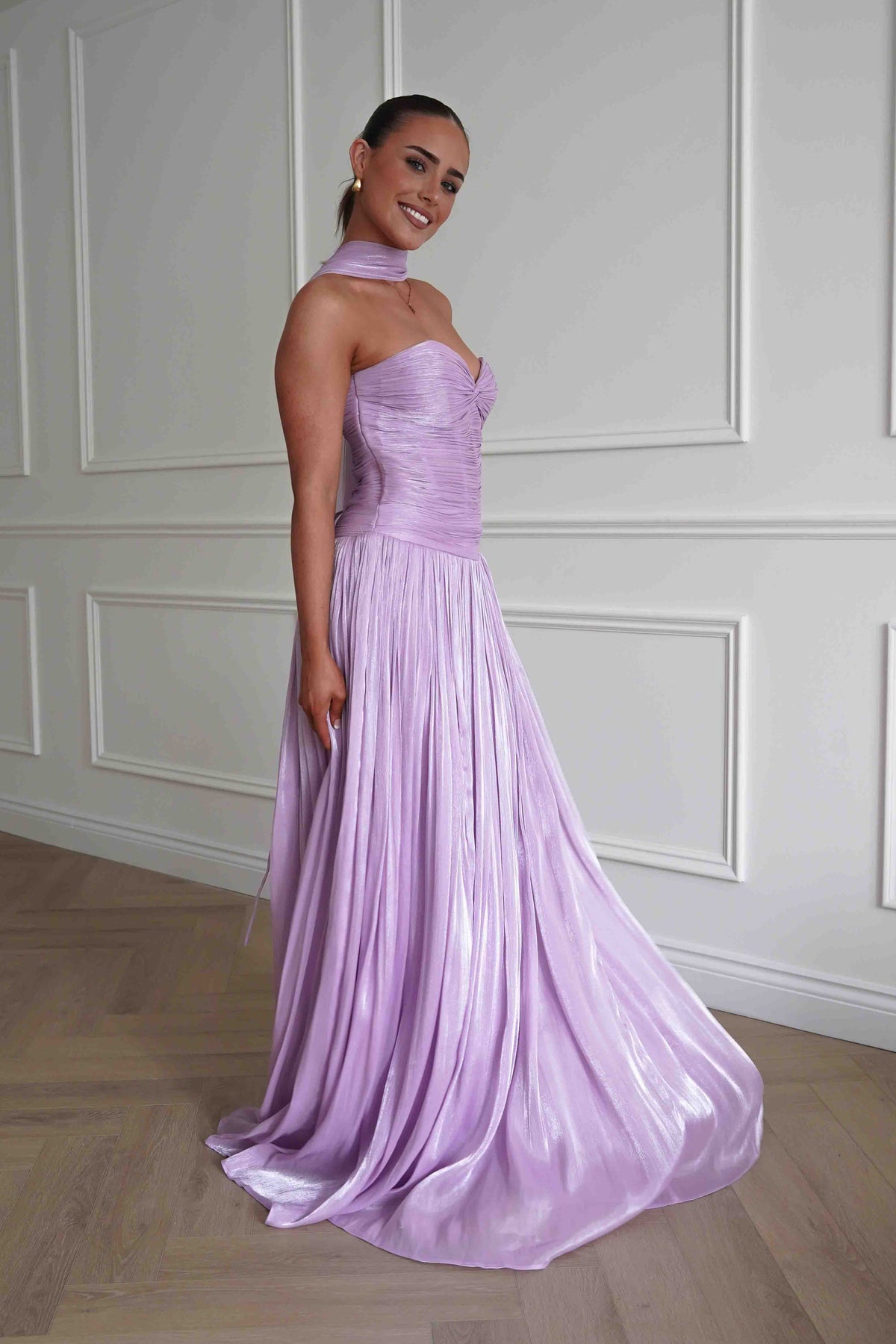 Longoria Pleated Luminescent Maxi Gown | Lavender-Oh Hello Clothing