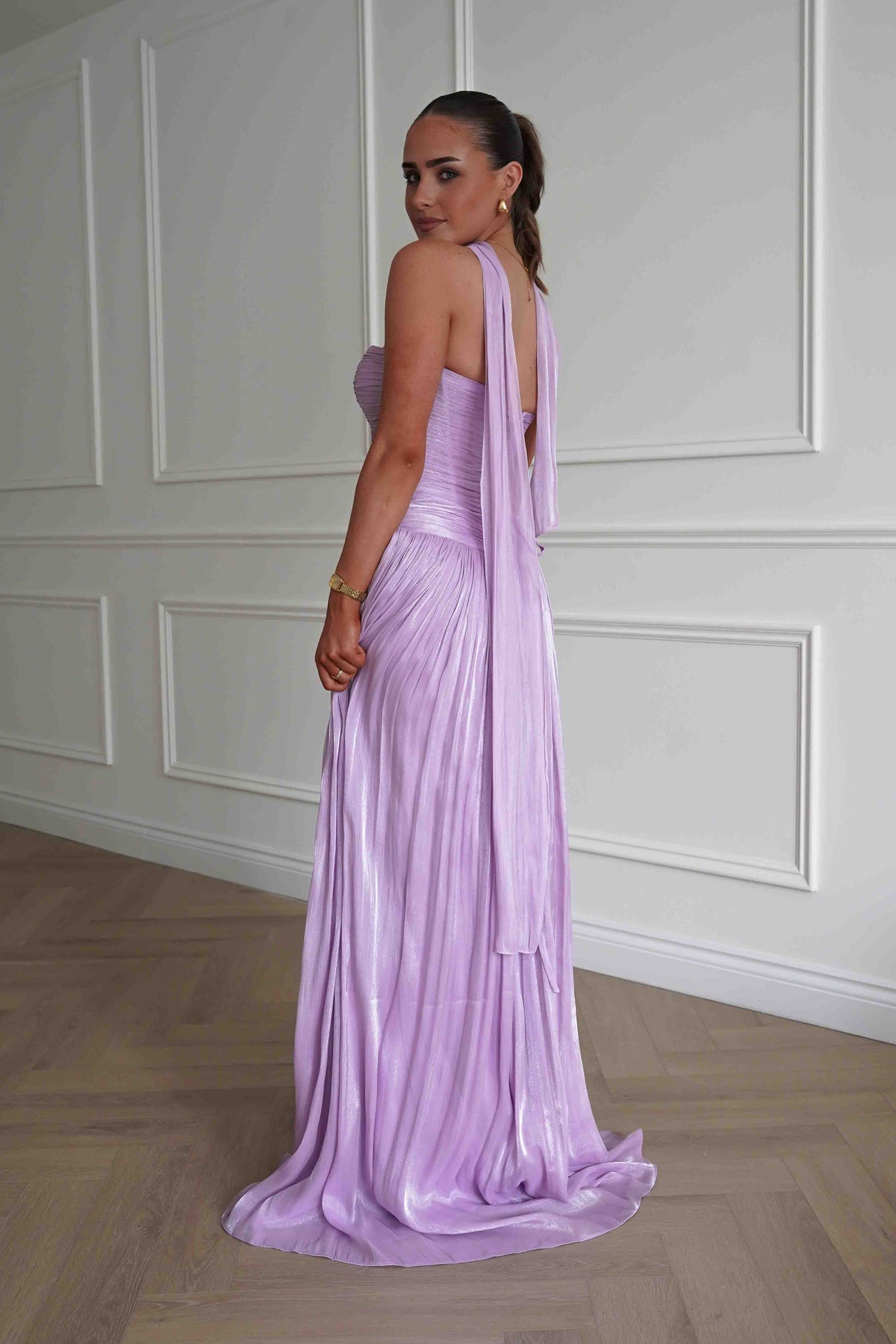 Longoria Pleated Luminescent Maxi Gown | Lavender-Oh Hello Clothing