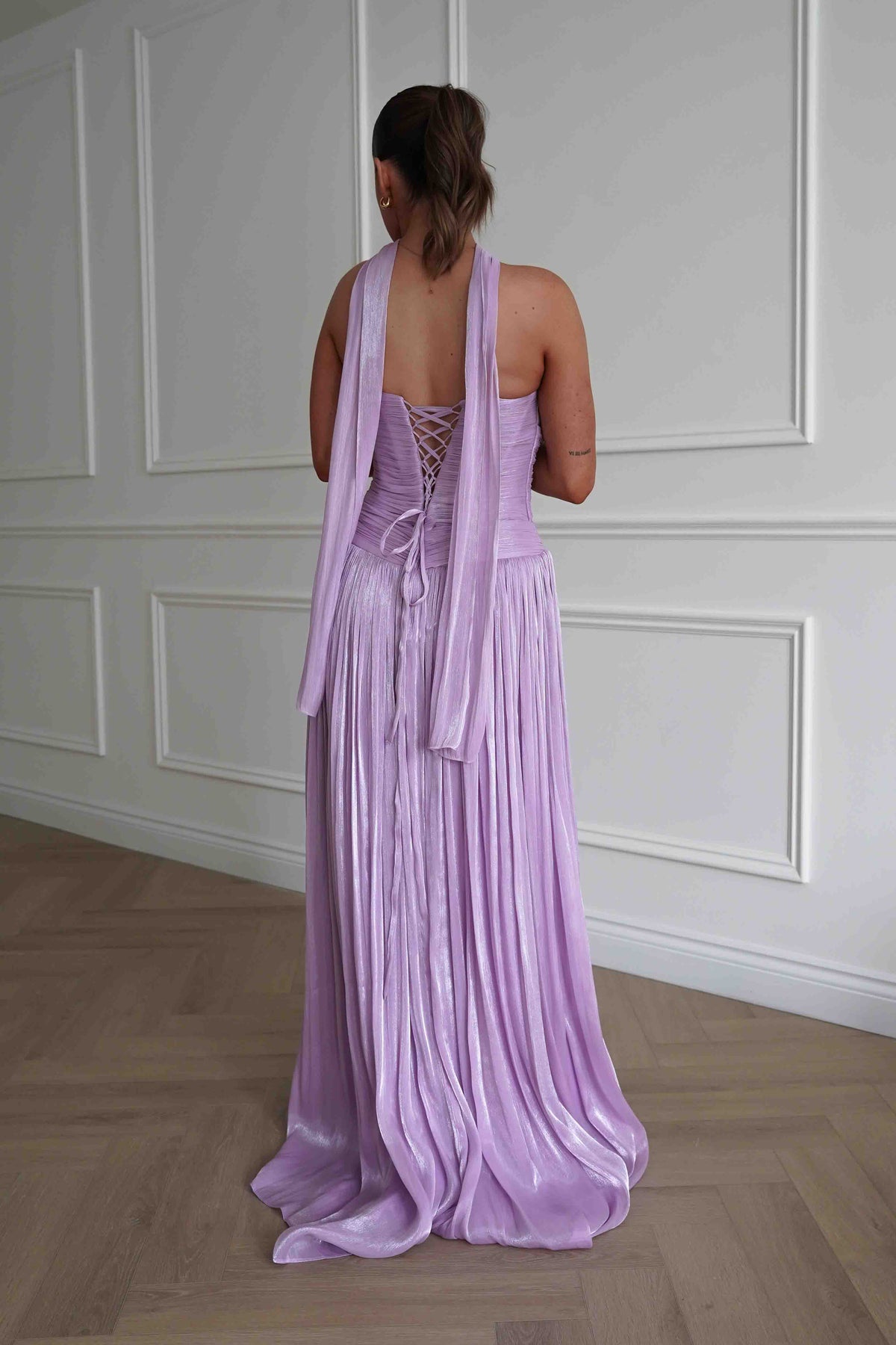 Longoria Pleated Luminescent Maxi Gown | Lavender-Oh Hello Clothing