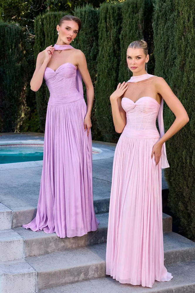 Longoria Pleated Luminescent Maxi Gown | Pink-Oh Hello Clothing
