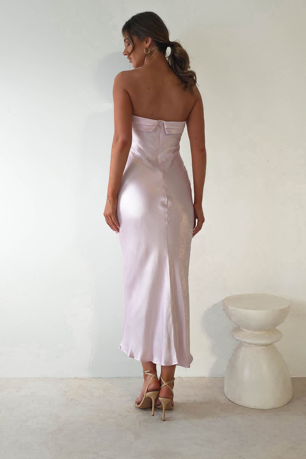 Lucia Soft Satin Slip Midi Dress | Pastel Pink-Oh Hello Clothing
