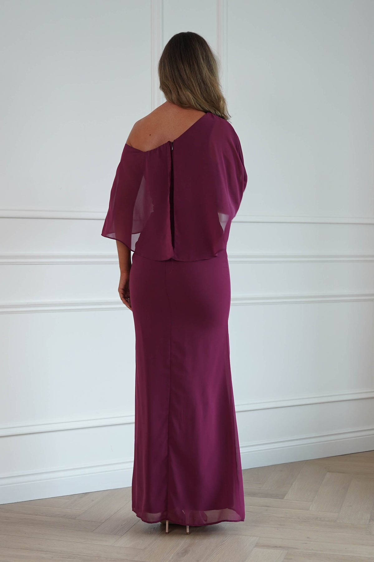 Oh Hello Clothing Women > Clothing > Dresses * DONE - MANIJU | MM24629 |Draped Cape Maxi Dress | darkrose (Copy)
